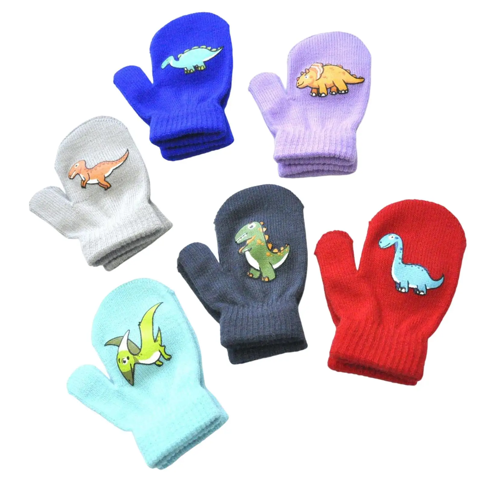 6 Pairs Kids Winter Gloves Stretch Knitted for Indoor and Outdoor Activities