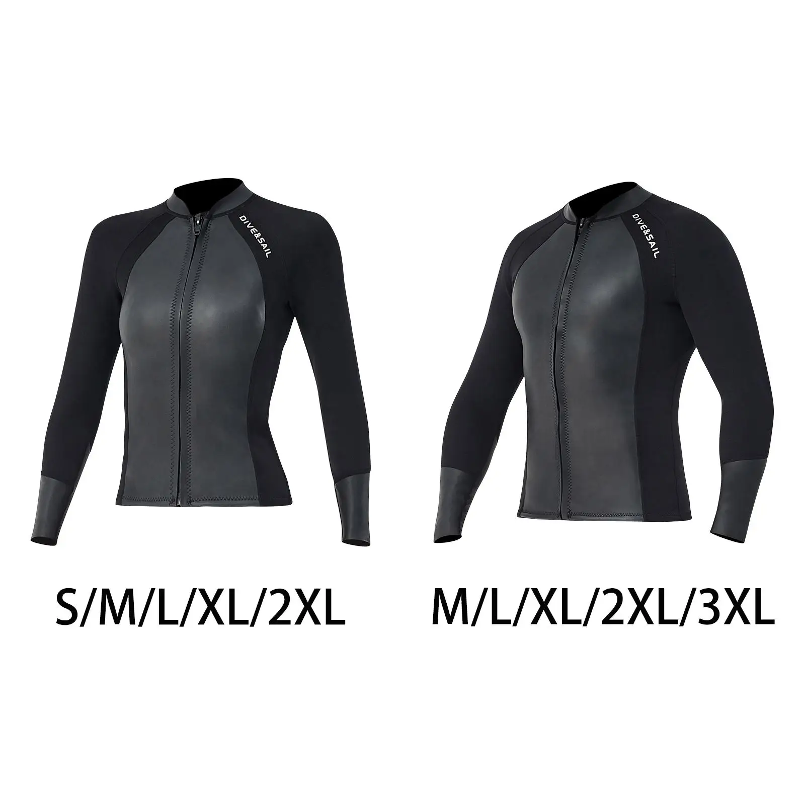Neoprene 2mm Wetsuit Top Diving Suit Front Zipper Wetsuits Jacket Keep Warm Long Sleeve Dive Suit for Snorkeling Canoeing
