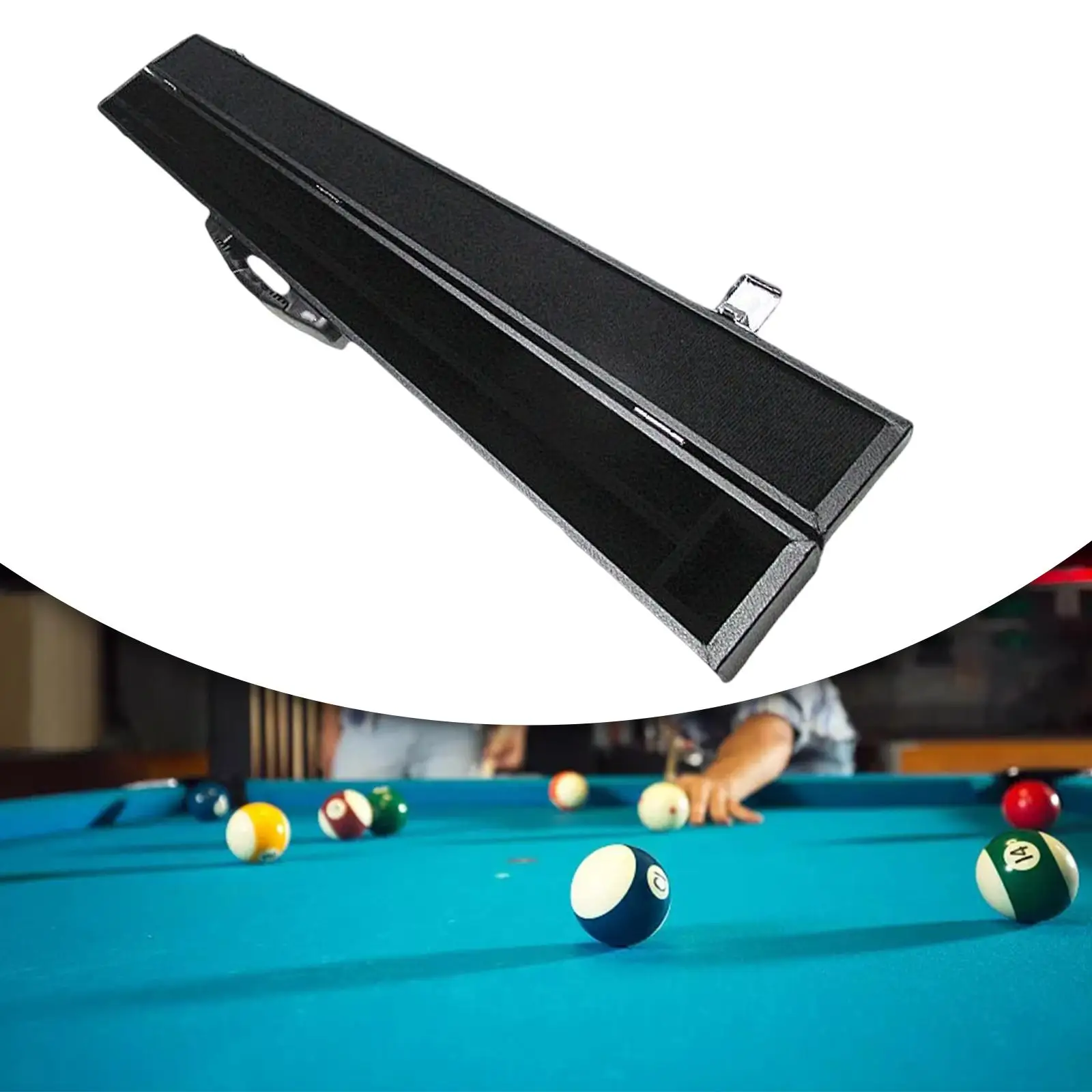 Pool Billiard  Case Snooker  PU Leather Exterior Box Black Heavy Duty Holds 1 Complete   (1 Handle/1 Shaft)