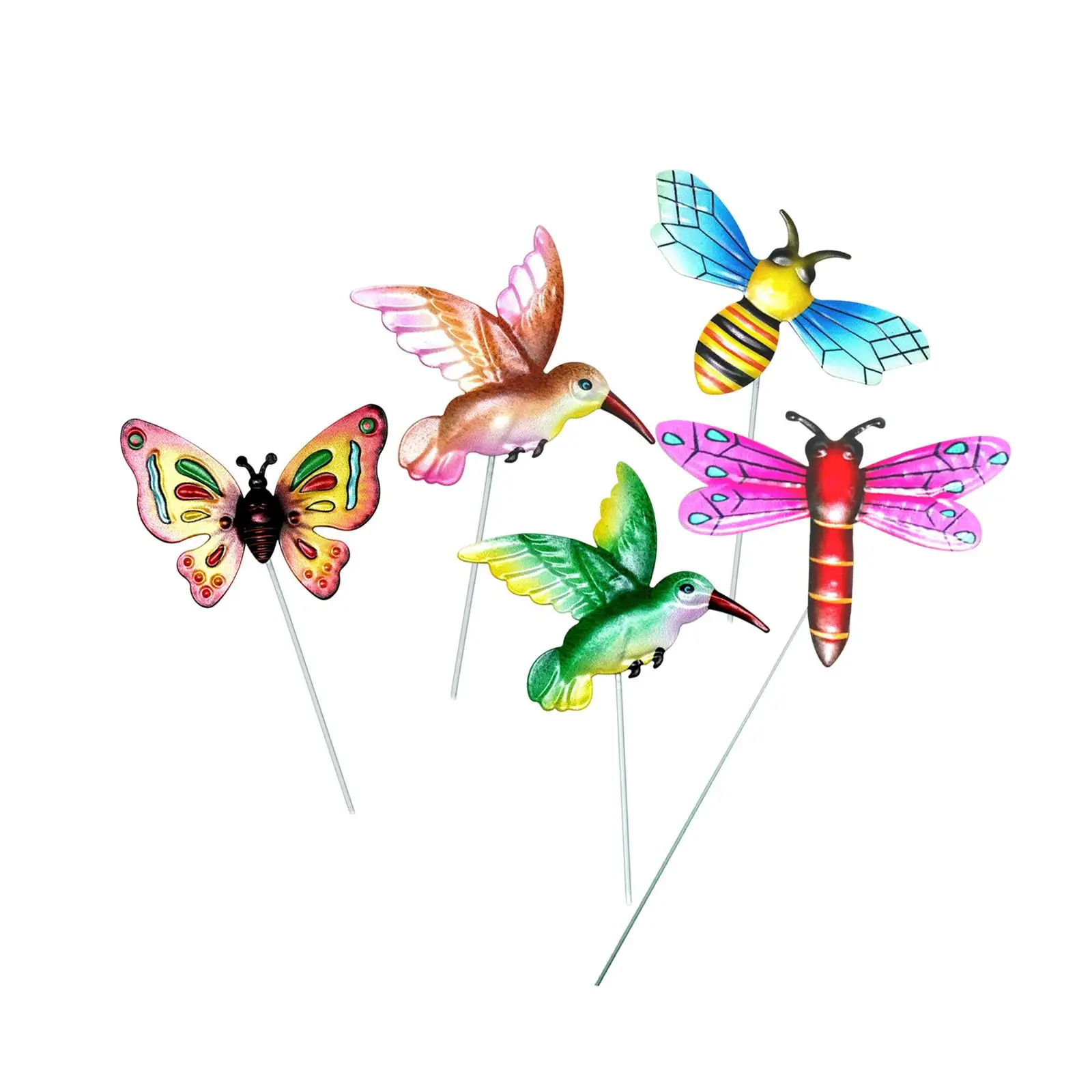 5x Hummingbird Dragonfly butterfly Stakes for Vases Indoor Courtyard