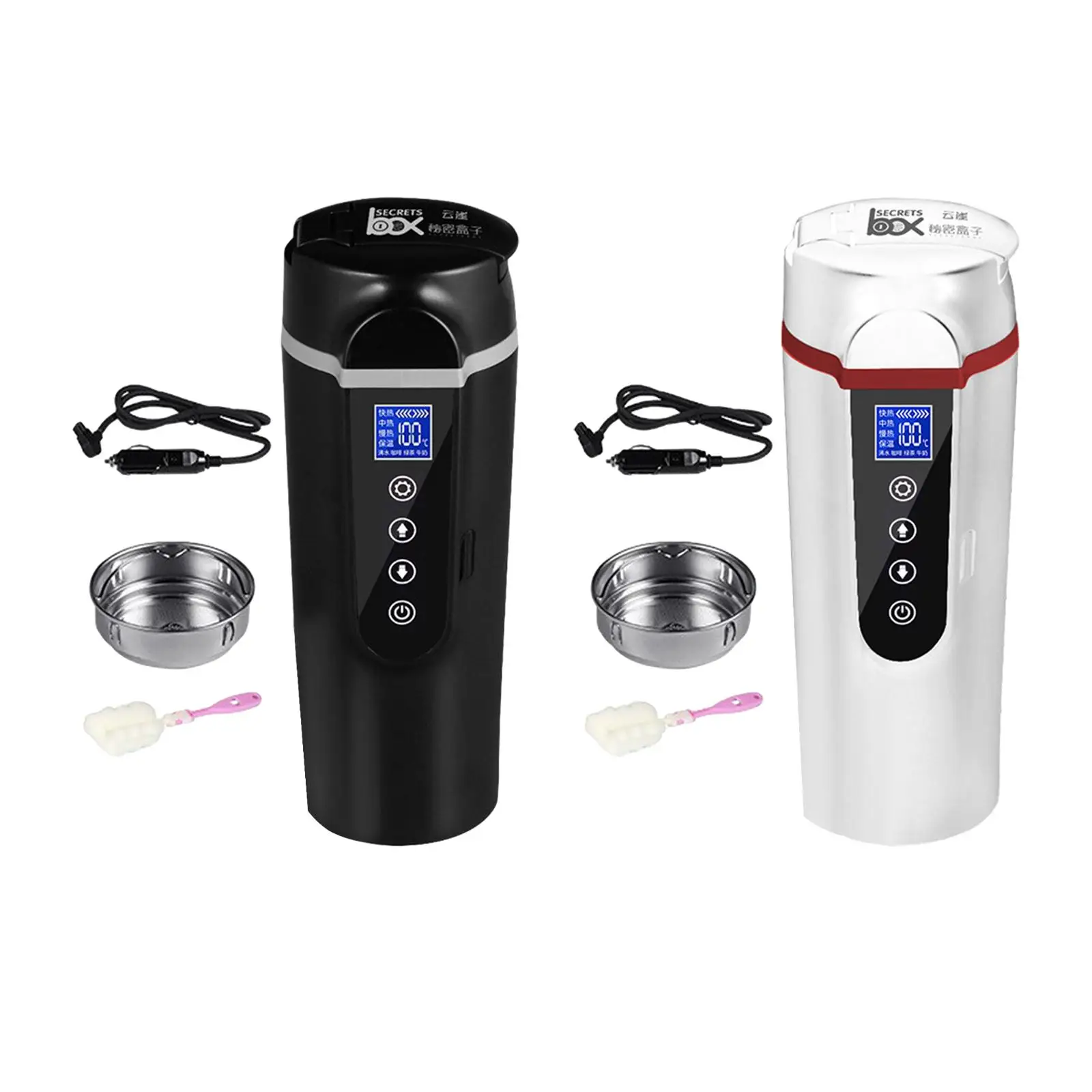 Car Heating Cup Thermal Insulation Water Boiler Quick Heating Variable Temp Control LED Display Travel Coffee Mug for Auto Car