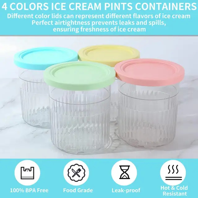 Ice Cream Pints For Ninja Creamis Pints For Series Ice Cream Maker  Dishwasher Safe Leak Proof Creamis Containers Reusable New - AliExpress