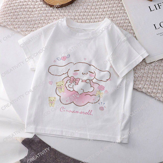 Sanrio Cinnamoroll Y2k Top Crianças T-shirt Kawaii Anime Desenhos Animes  Crianças Casual Roupas Tee Shirt Kid Girl Boy Fashion T Shirt