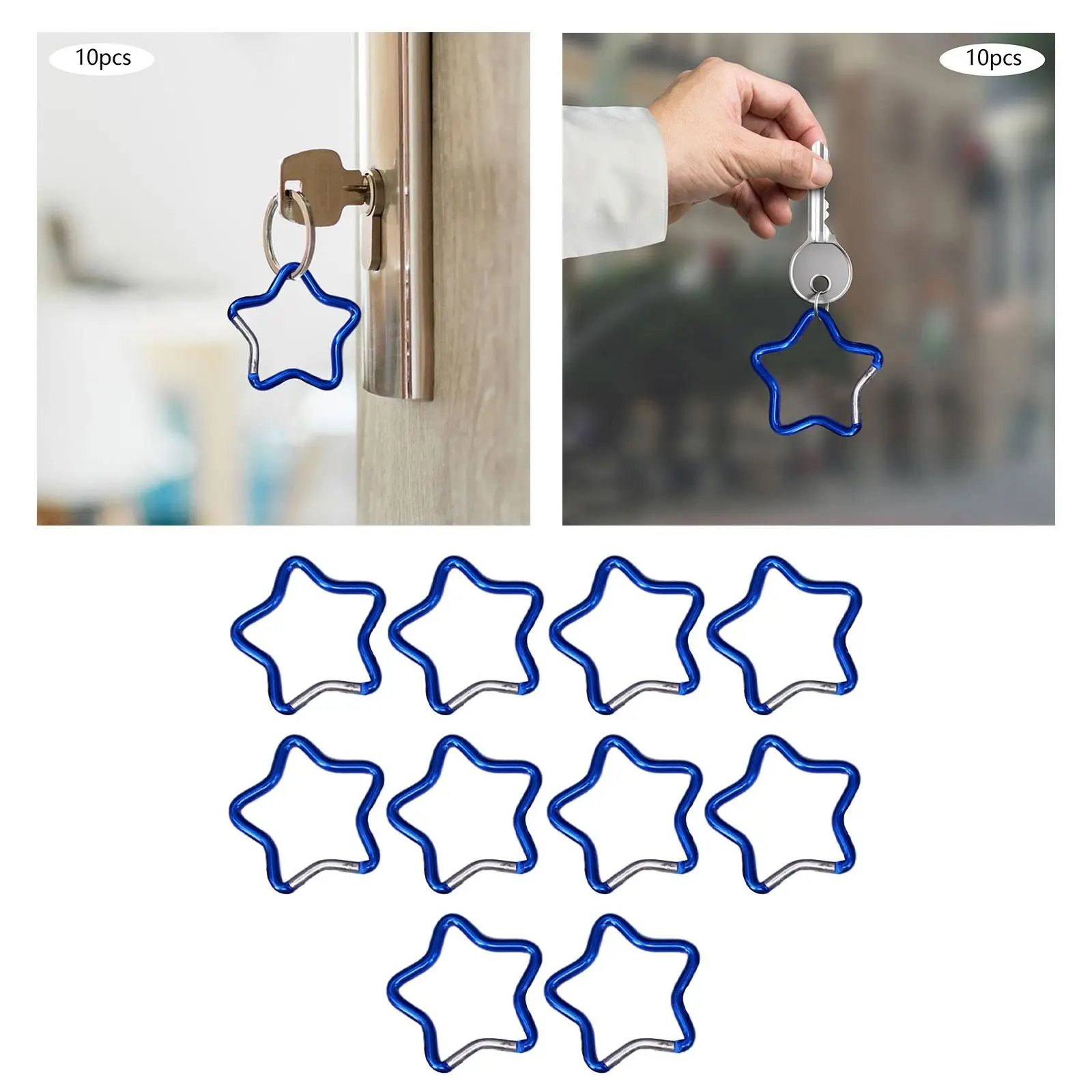 10Pcs Five Pointed Star Shaped Carabiner Small Carabiner Key Chain Clip for Keychains Dog Leash Traveling Hiking Accessory