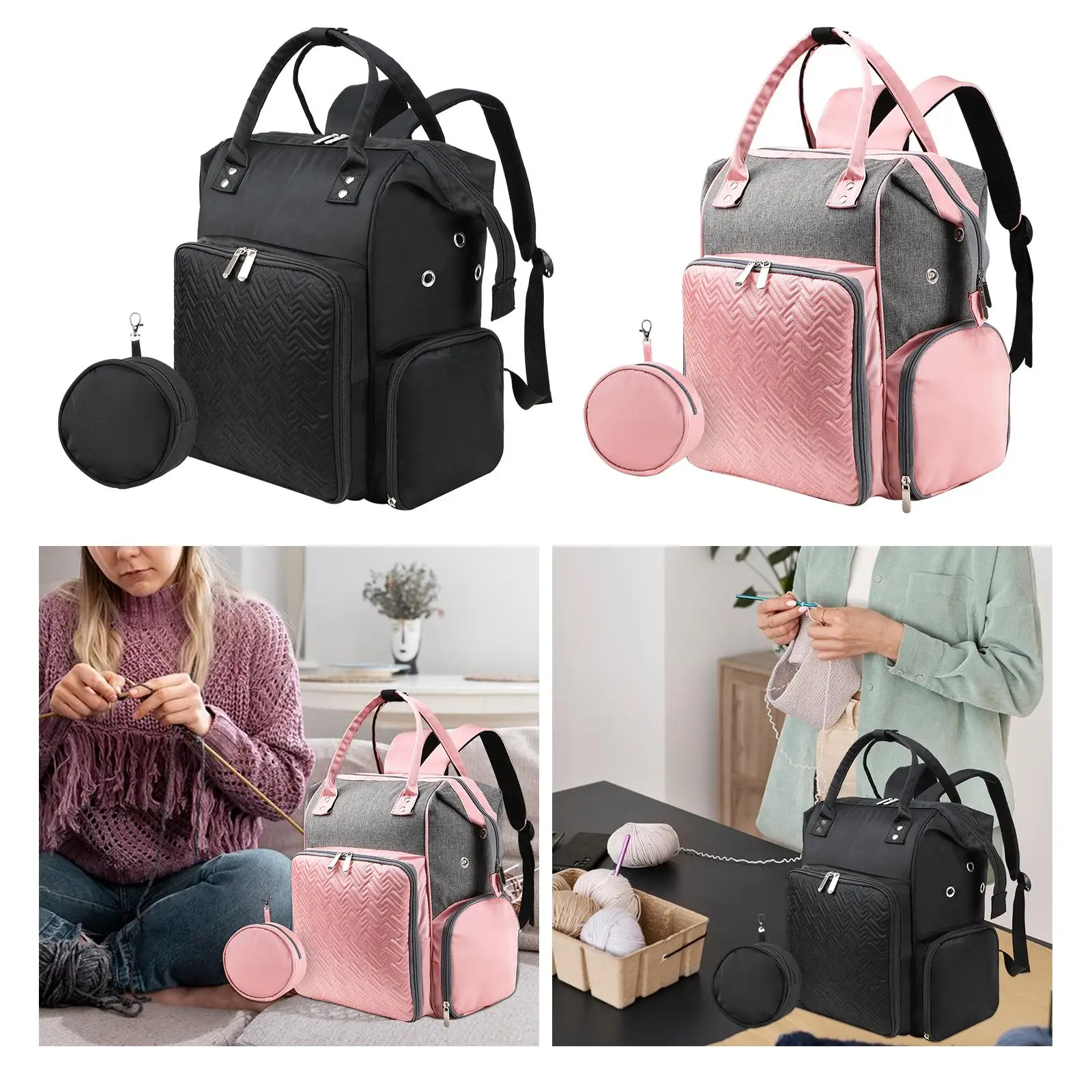 Knitting Bag Backpack Crochet Accessories Portable Water Resistance Knitting Supplies Bag Backpack for Knitting Enthusiasts