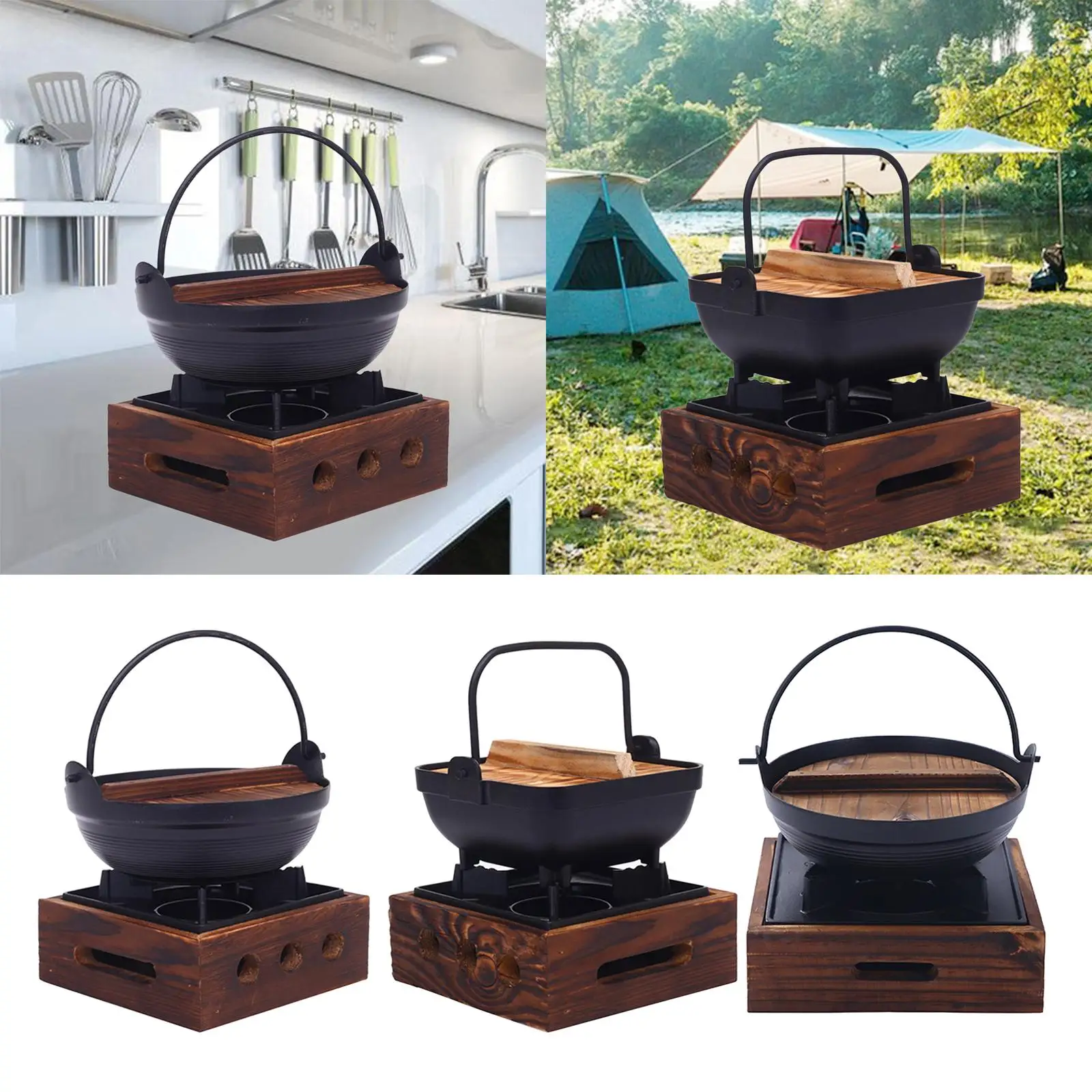 1-2 Person Japanese Sukiyaki Stew Pot, Camping Pot, , Hanging Picnic Pot, Cookware, Va
