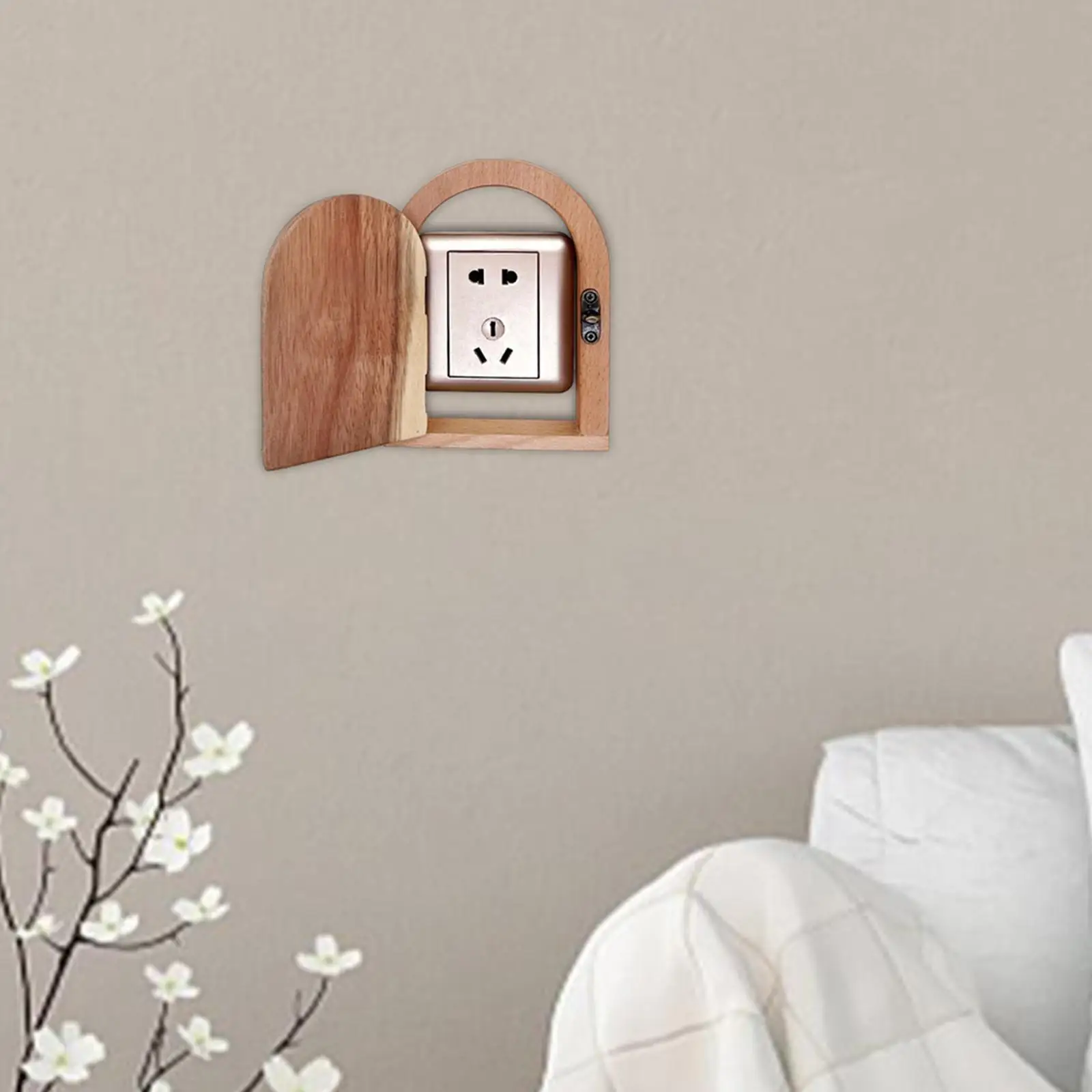 Electrical Outlet Cover Wood Lockable Socket Protection Box for Warehouse Restaurant Living Room Workshop Bathroom