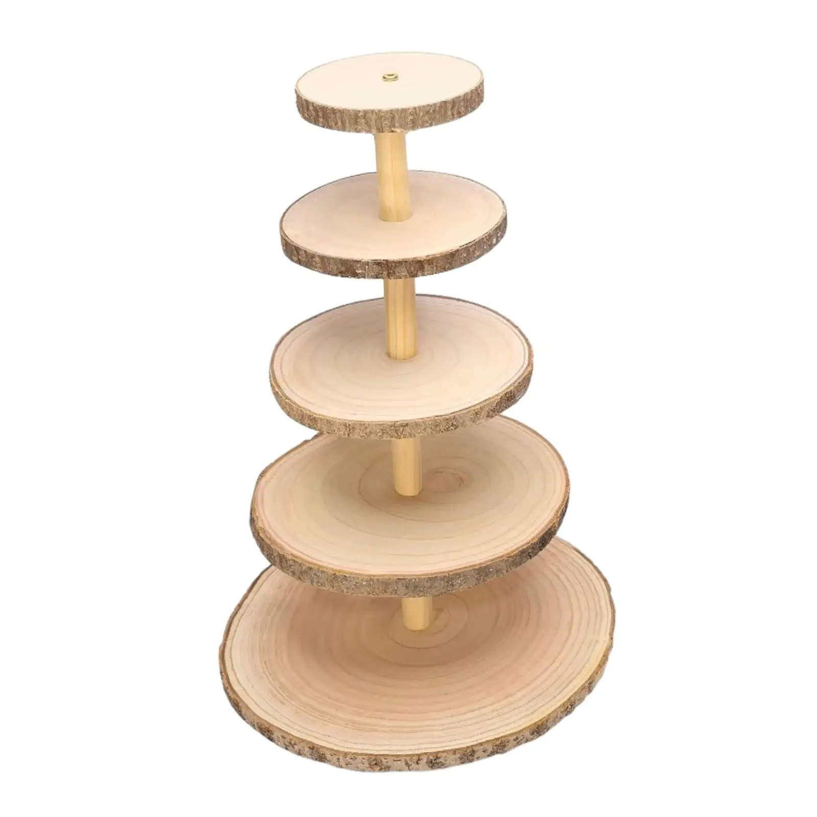 Detachable Wood Slices Round Cupcake Holder Wood Cupcake Stand for Wedding Centerpiece Home Parties Crafts Decoration