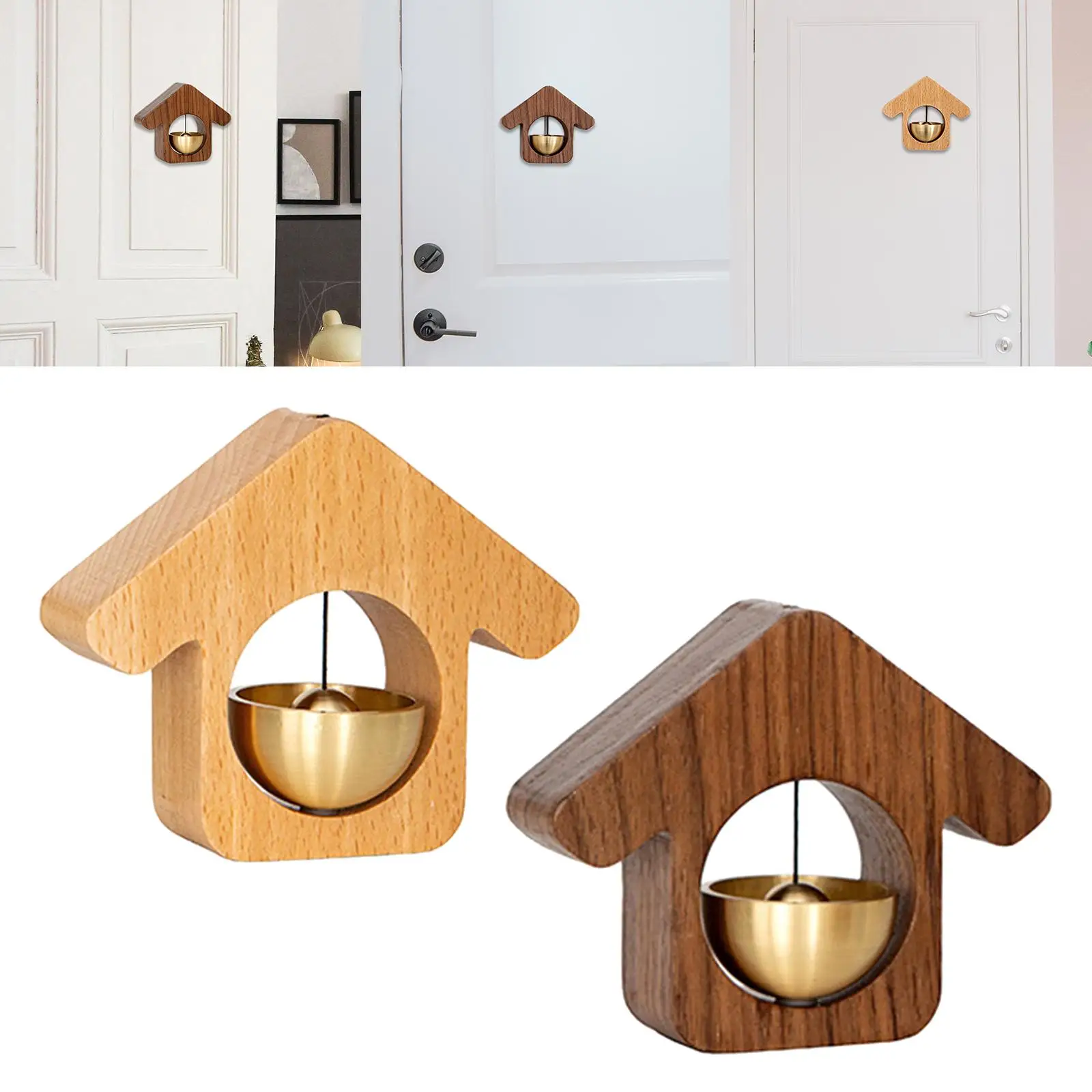 2pcs Wood Shopkeepers Bell Gate Bell Chime for Fridge Barn Door