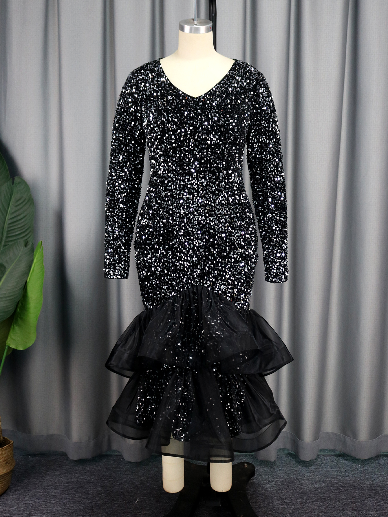 preto, purpurina, veludo, maxi, vestido de festa,