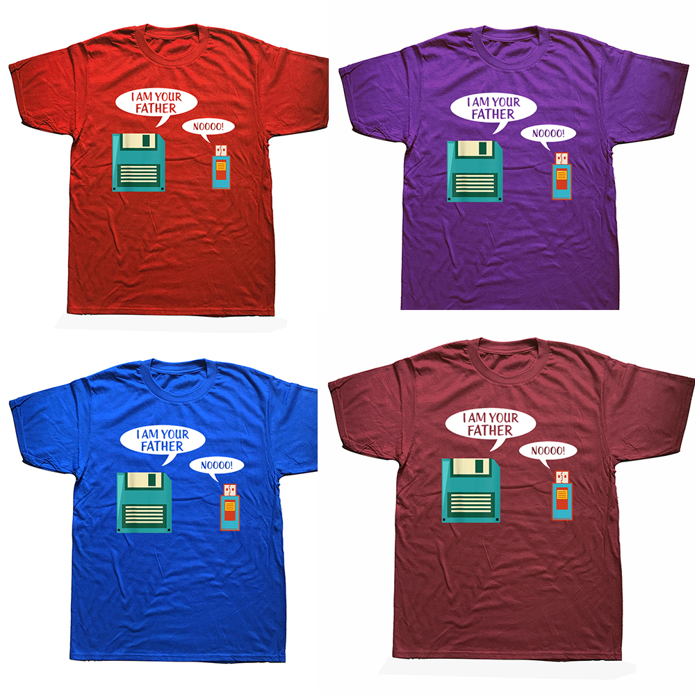 Ich bin dein Vater Shirt USB Floppy Disk Computer Geek T-Shirts Grafik Baumwolle Streetwear Kurzarm Geburtstagsgeschenke T-Shirt – Detail 3