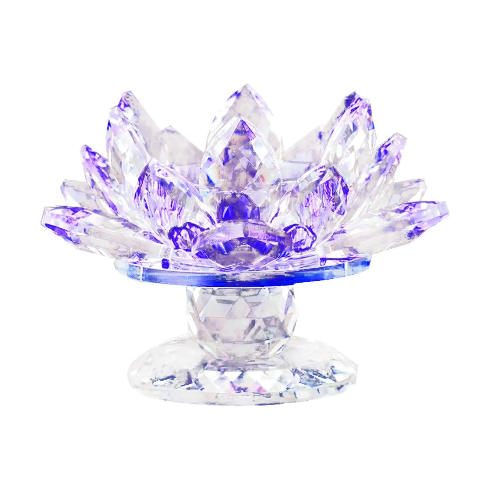 Crystal Glass Lotus Flower Candle Tea Light Holder Spin system & Gift box 