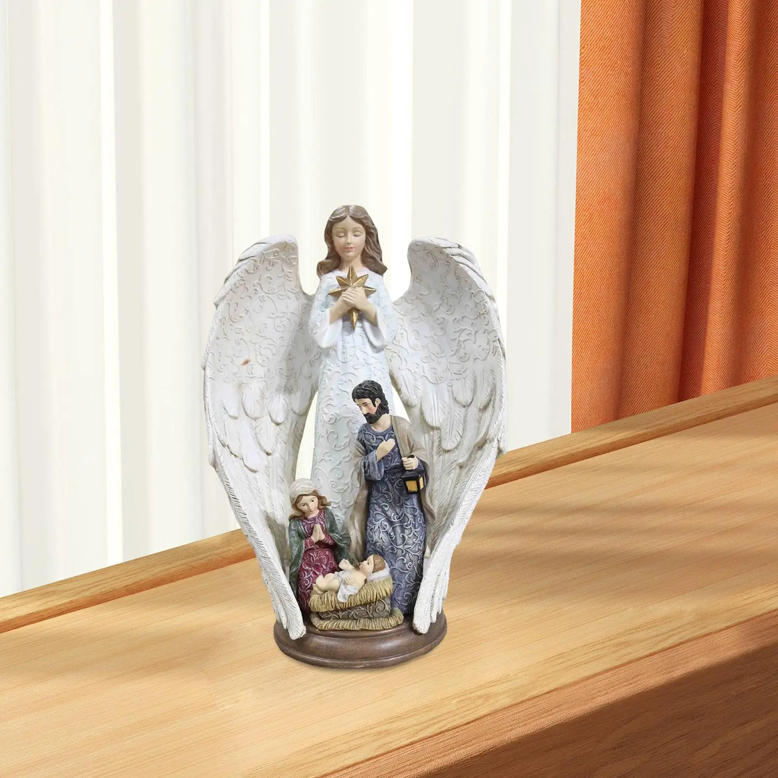 Holy Family Statue Collection Handpainted Artwork Religious Jesus Figure for Party Favor Fireplace Tabletop Holiday Home