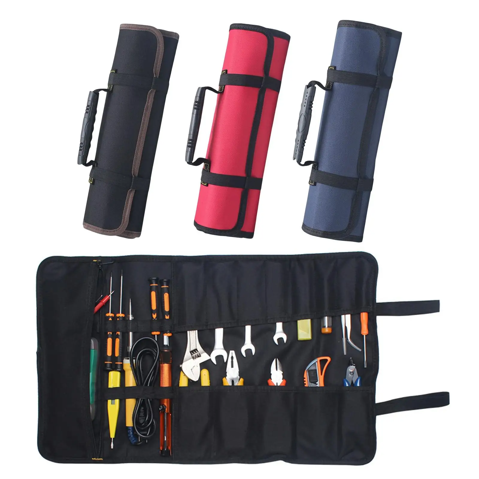Multipurpose Roll up Tool Bags Wrap Roll Organizer Canvas Carry Bag Case Folding Portable Wrench Pouch for Spanner Motorcycle