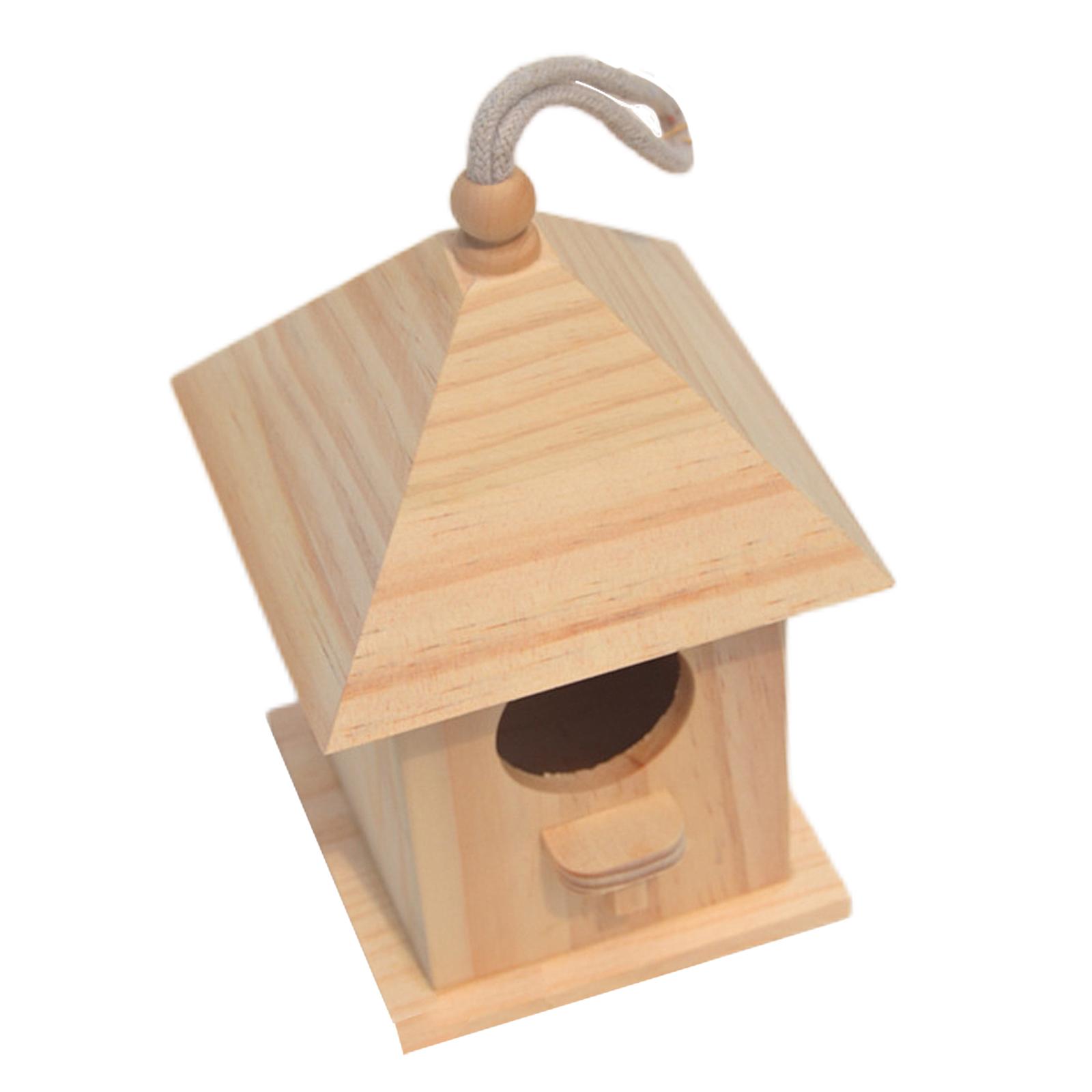 Wooden Birdhouse DIY Arts Crafts with Viewing Window Wood Decoration Birdcage for Yard Garden Backyard Children Adult Wild Bird