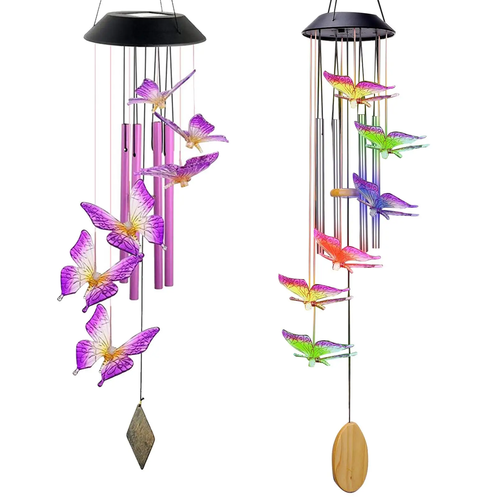 Solar Wind Chimes Automatical Color Changing Hanging Decorative Patio Lights for Birthday Porch Room Indoor Garden