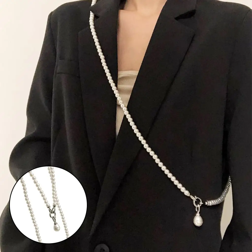Trendy Popular French Fashion Satchel Pearl Waist Chain for Shirt Suit