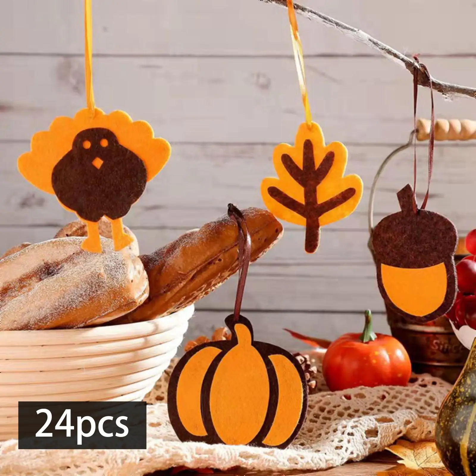 24Pcs Halloween Pendant Hanging Decor Funny Cartoon Pumpkin Turkey Pendants for Kitchen Thanksgiving Theme DIY Making Outdoor