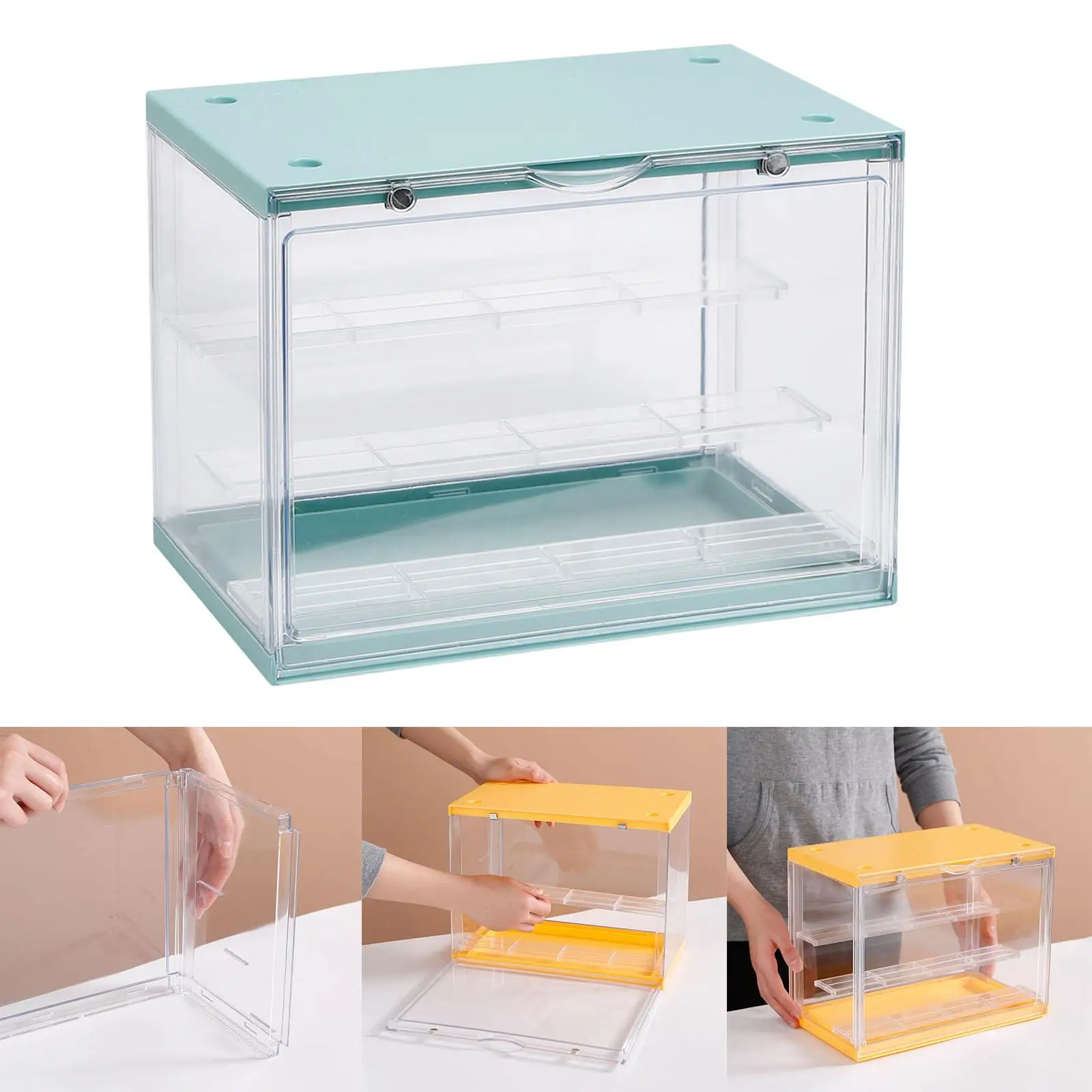  Case Dustproof Showcase for Action Figures, Assembly Countertop Cube Organizer