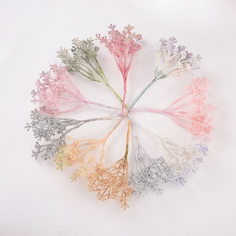 6 Stück gefälschte Pflanzen Kunststoff Gypsophila Silvester Weihnachts dekoration Vasen für Hausgarten Gras Hochzeit künstliche Blumen – Detail 2