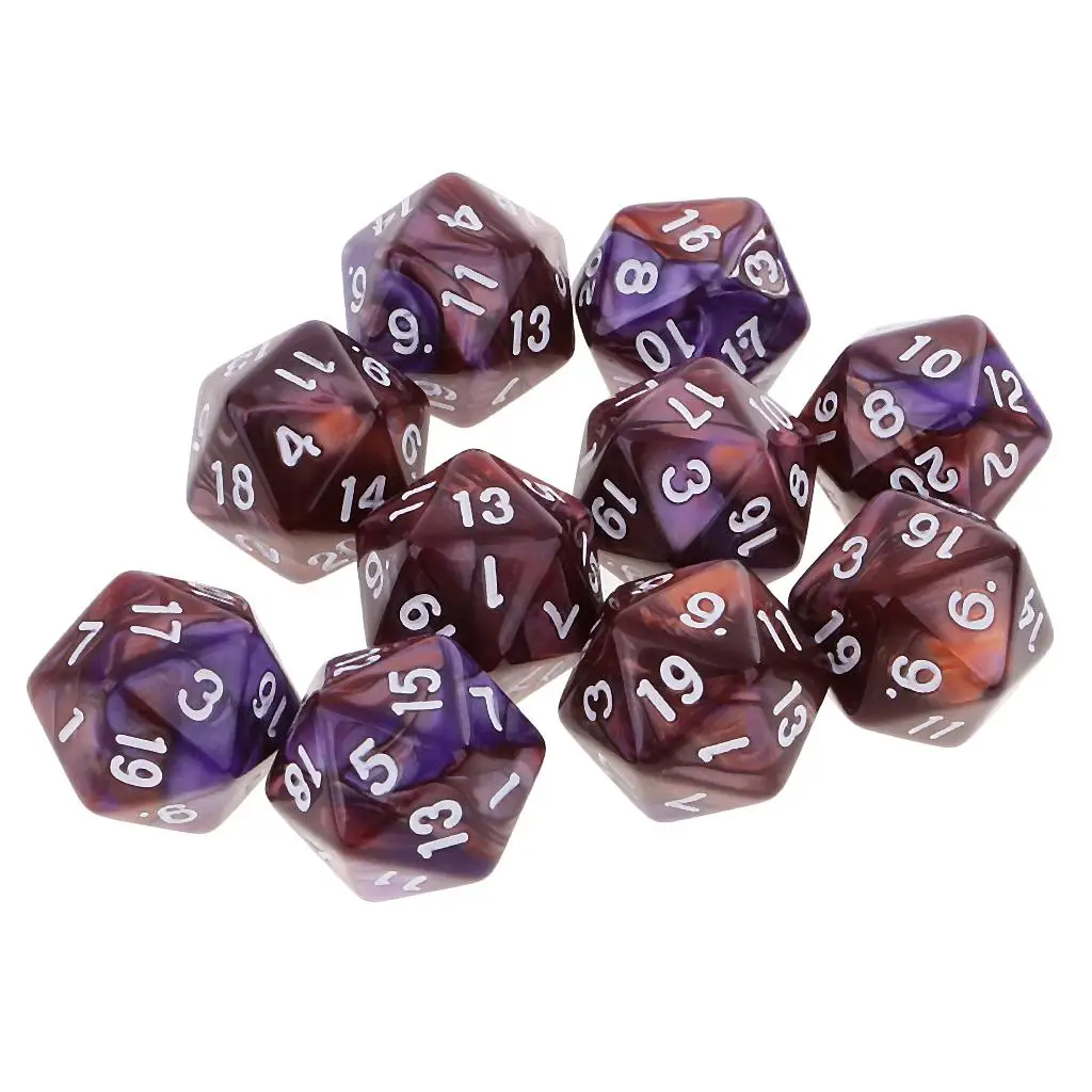 Pack of 10 20 Sided Dice D20 Polyhedral Dice for Board Game Toys DND Game