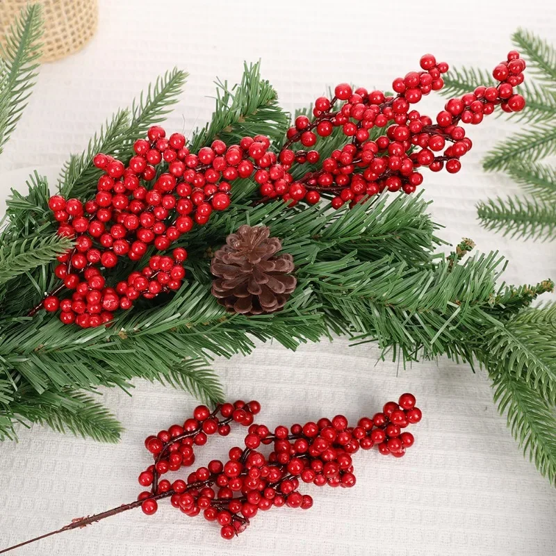 Description Picture 4 of itemArtificial Berries Christmas Decoration Red Berry Branches for Xmas Tree Party Home Table Ornaments Red Fruit Wreath DIY Gift