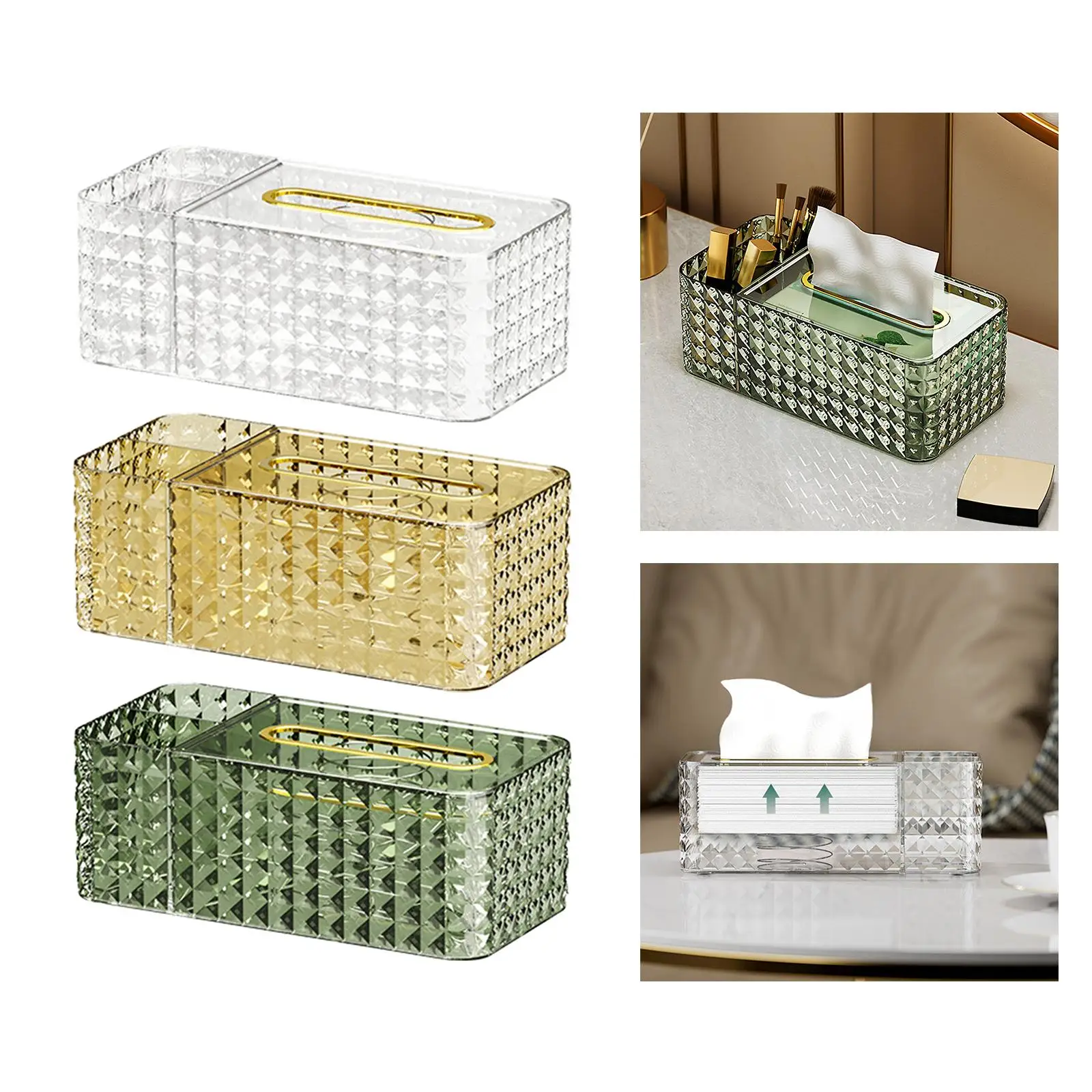 Tissue Cover Tissue Paper Storage Holder with Storage Compartment Tissue Case Tissue Box Holder for Living Room Restaurant Decor
