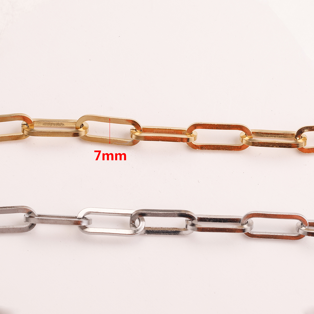 1M Papier clip Edelstahl Ketten Oval Flache Kabel Gold-Platte Kette für DIY Armband Halskette, Die Entdeckungen liefert – Detail 4