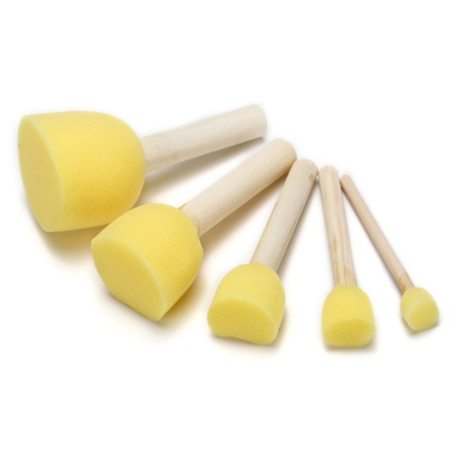 4Pcs Sponge Paint Roller Brush & 5Pcs Sponge Paint Brushes Toys Wooden  Handle Seal Sponge Brushes - AliExpress