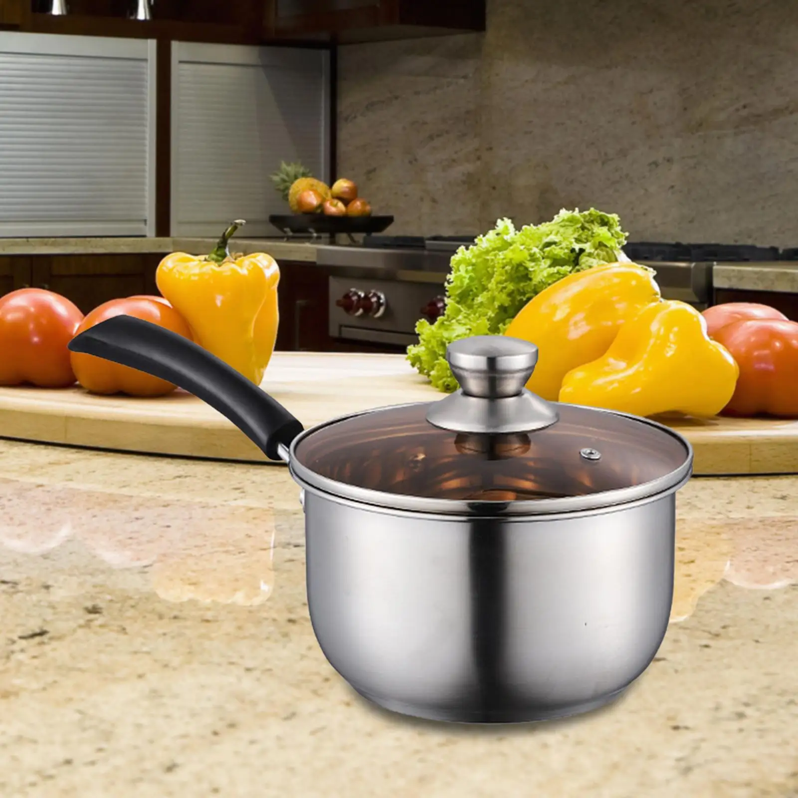 Multipurpose Saucepan with Glass Lid Milk Pot Utensils for Dining Room Home