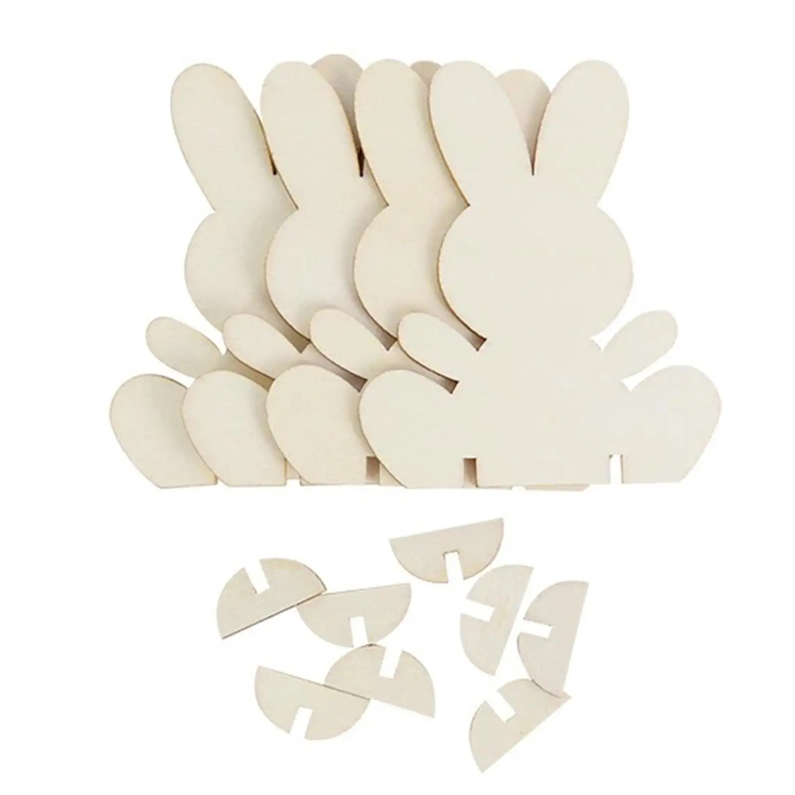 4Pcs Easter Rabbit Wood Shapes Ornaments Unfinished Wooden Bunny Cutouts for Wedding DIY