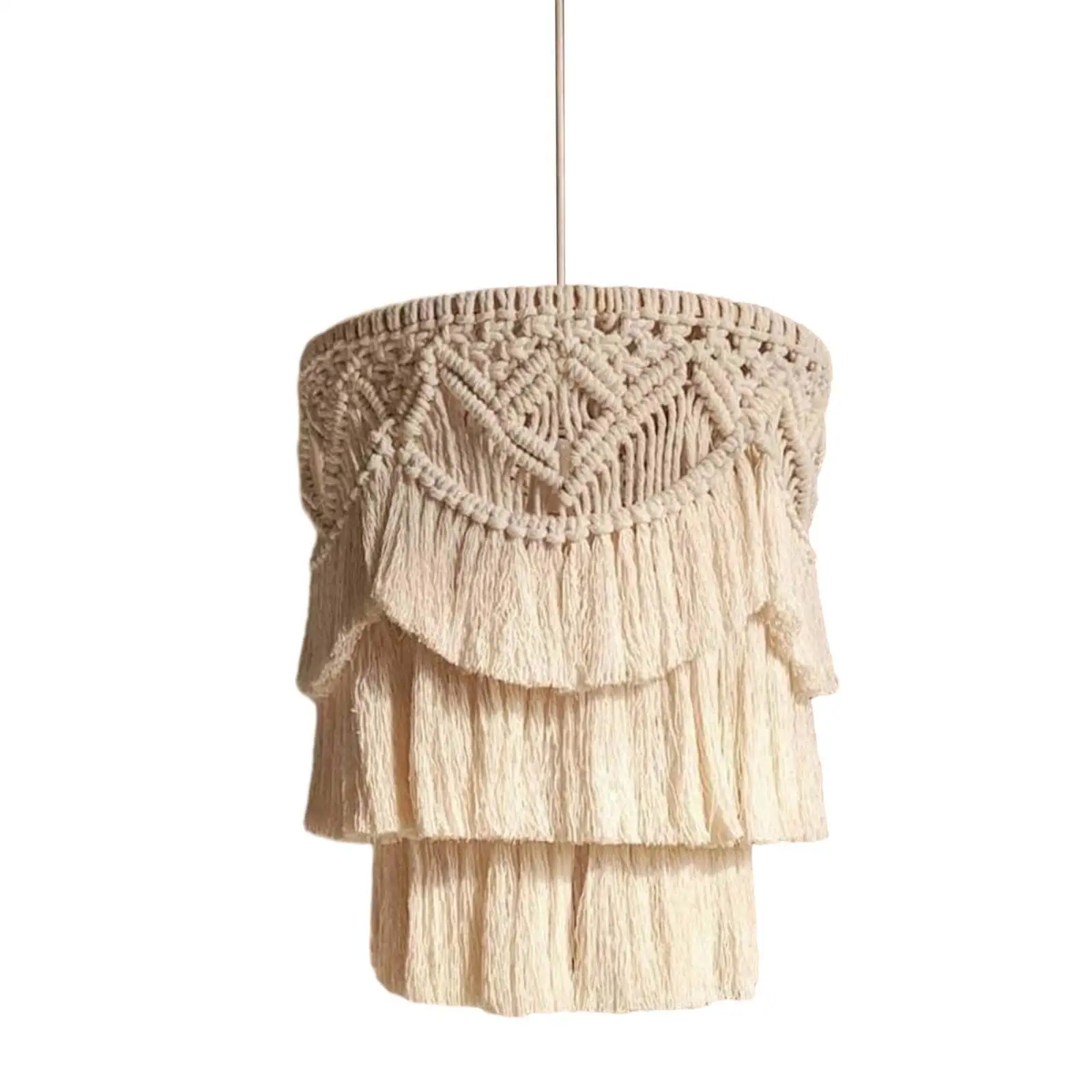 Macrame Lamp Shade Weaving Boho Hanging Pendant Light Cover for Dorm Hotel