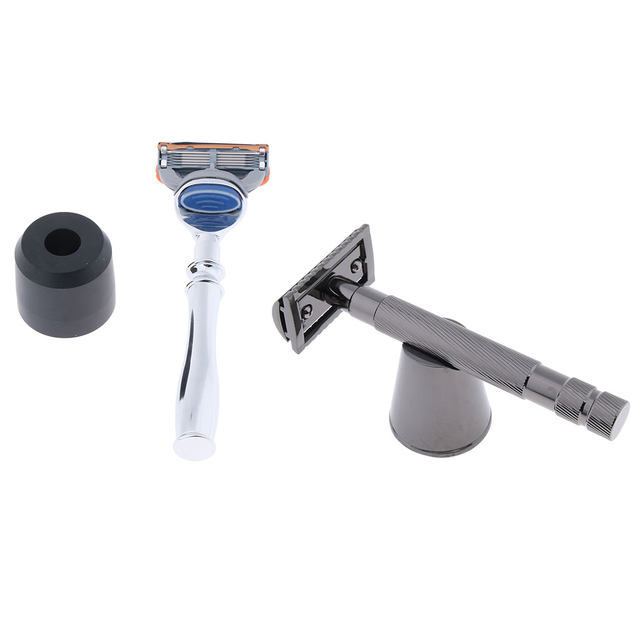 Men`s Double Edge Shaving Safety Razor Shaver with Base Stand Holder Kit