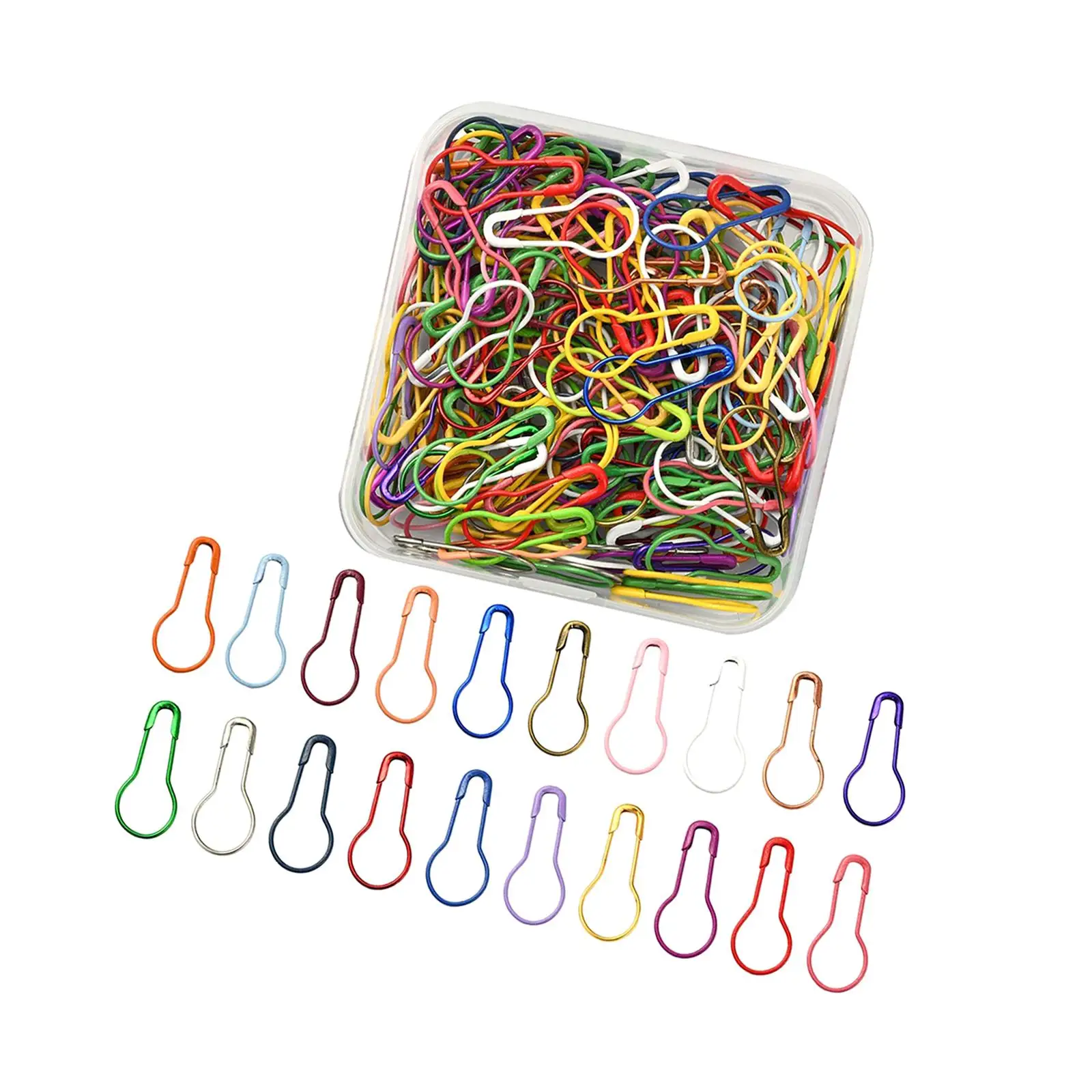 200x Safety Pins Knitting Quilting Crochet Storage Box Bulb Stitch Markers for Blanket Clothes Crocheting Clothing Tag Making