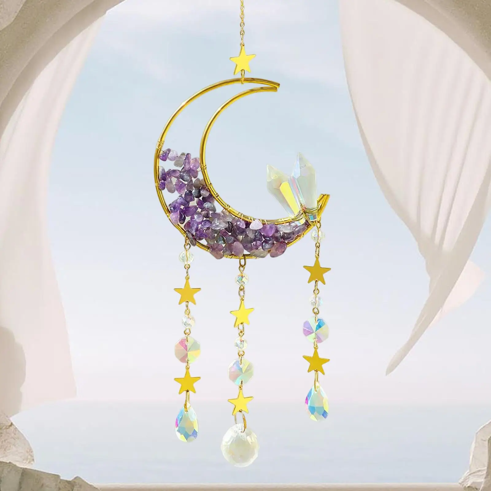 Moon Pendant Wind Chime Decorative for Outdoor Living Room Balcony Decor
