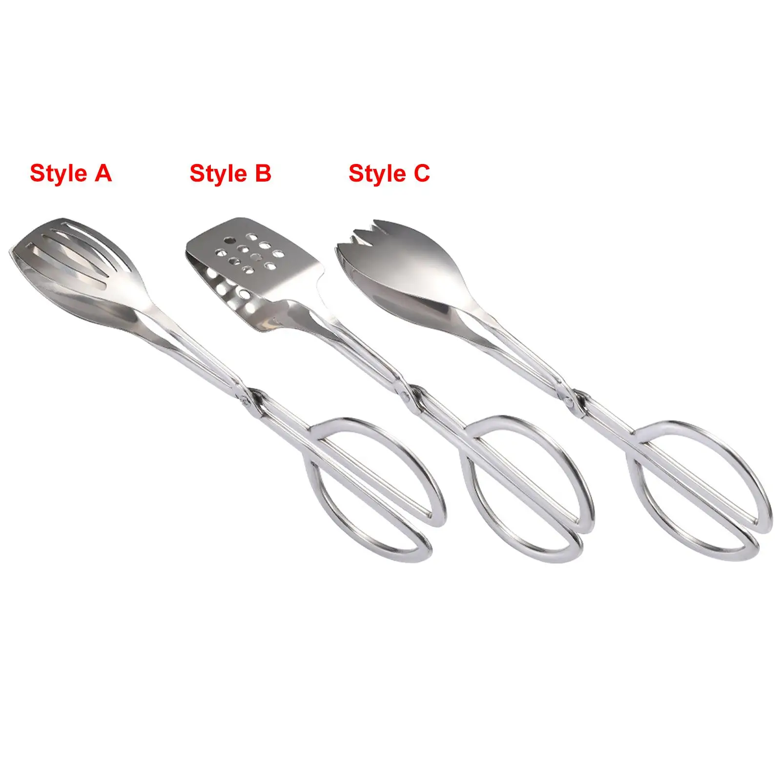 Stainless Steel Cake Clamp Tongs Kitchen Utensil Food Serving Tongs Gripper Vegetable Salad BBQ Frying Buffet Bread Tongs Clip