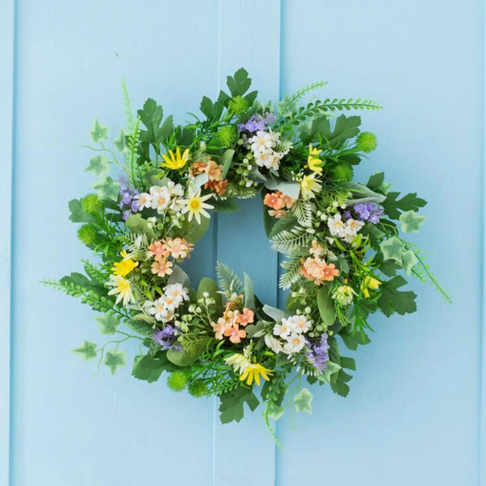 2 Pieces Hanging Artificial Wreath Floral Wall Decor Garland Spring Wreath for Home Christmas Garden Outdoor Outside Decoration