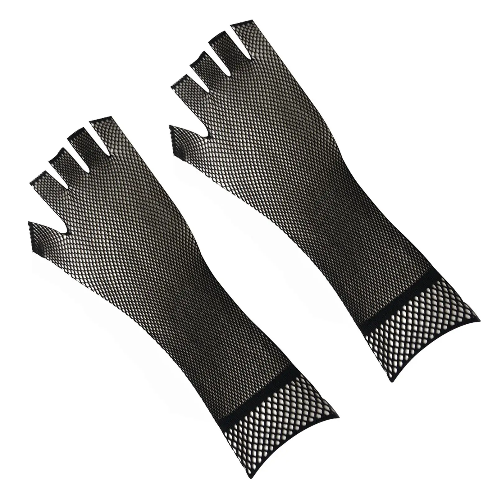 Punk Fishnet Long Gloves Mittens Accessory Mesh Elbow Length Nylon Gothic for Ladies Party Cosplay Costume Women