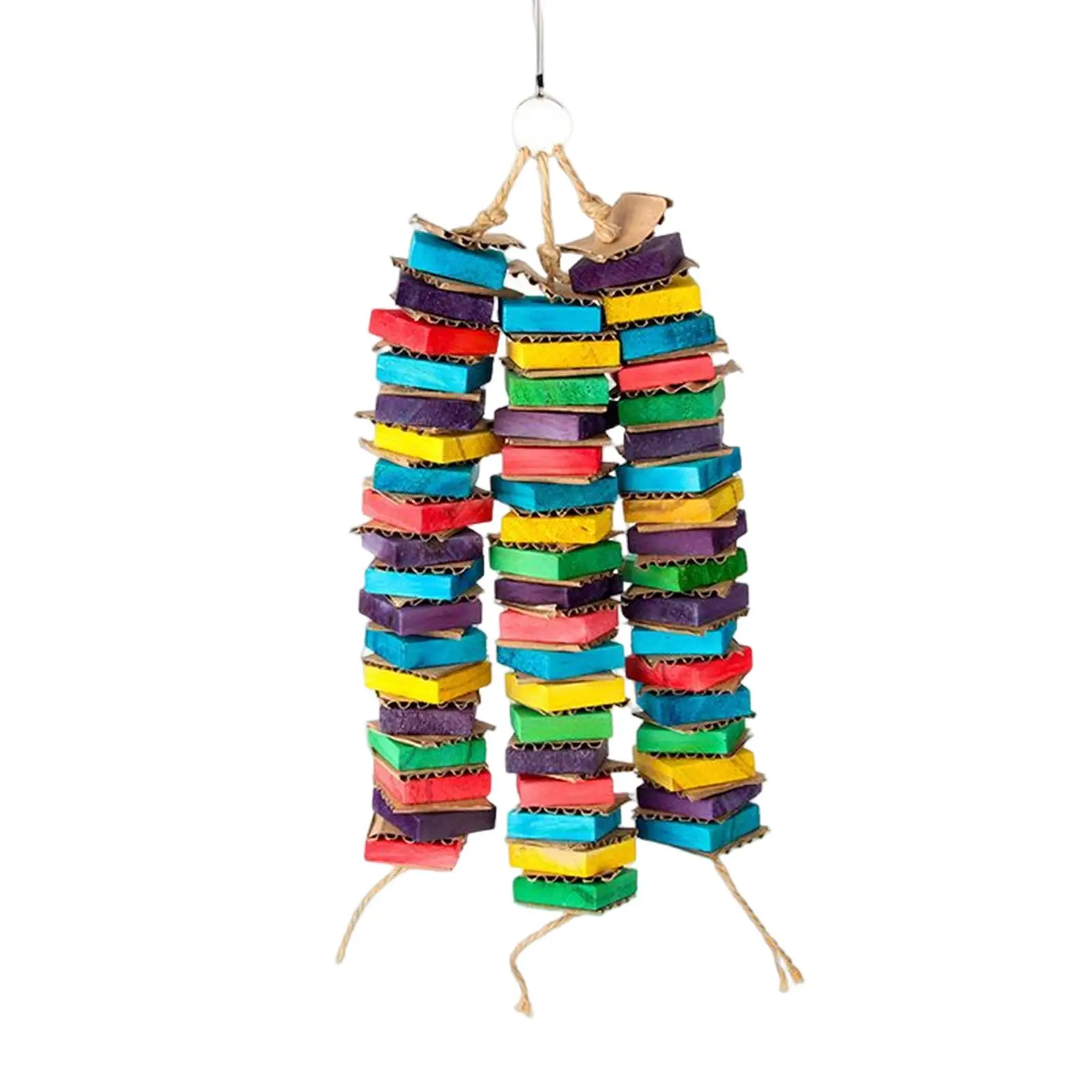 Bird Chew Toy Braided Swing Perch Wooden Blocks Hanging Bite Stand Cardboard Climbing for Cockatiel Pet Supplies Budgie