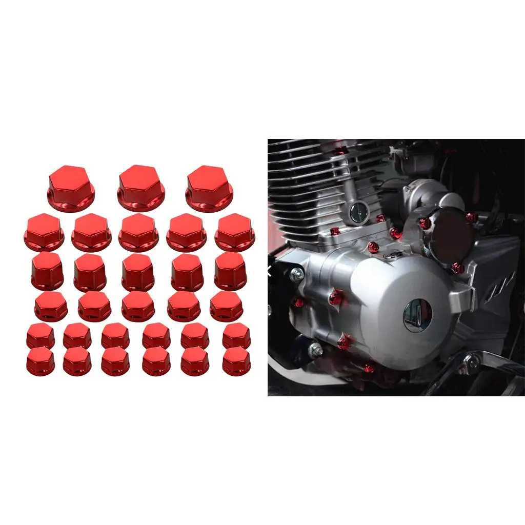 30Pc motorcycle nut screw cover for Yamaha for Kawasaki for Honda  Red