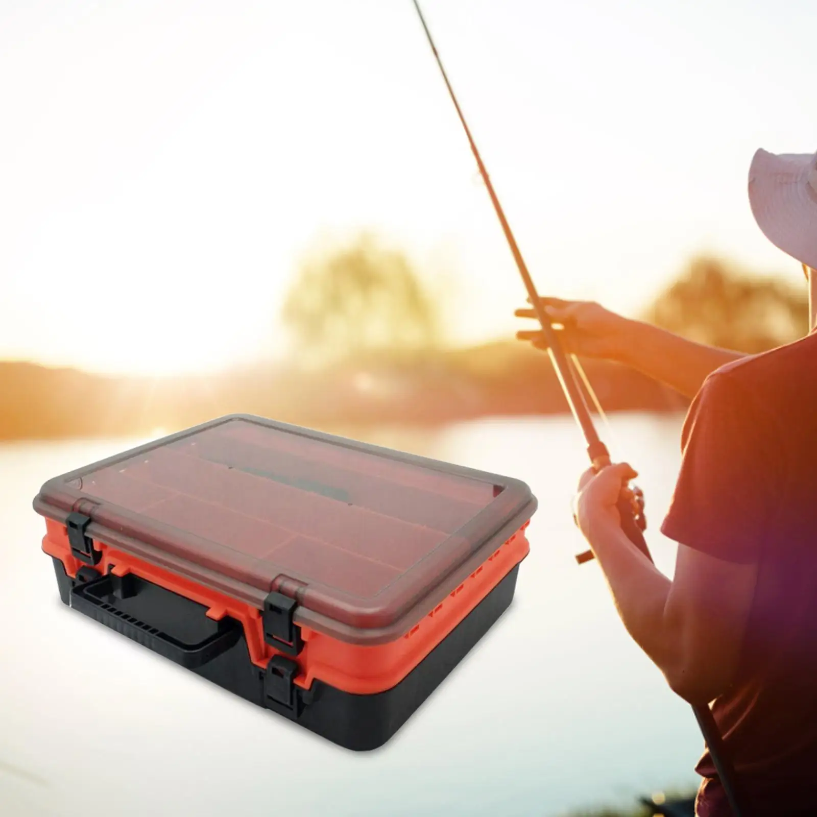 Multifunction Fishing Tackle Box 2 Layer with Adjustable Dividers Organizer for Beads Fishing Reel Fresh Water Spinners Hooks