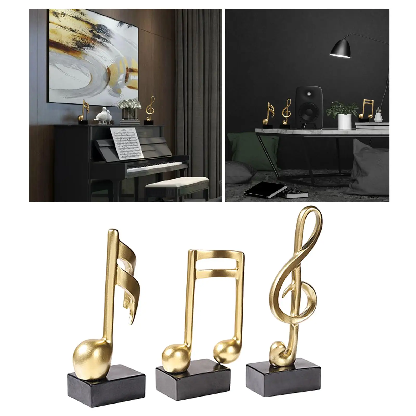 Creative Music Note Statue Musical Notation Ornament for Home Bookcase Decor