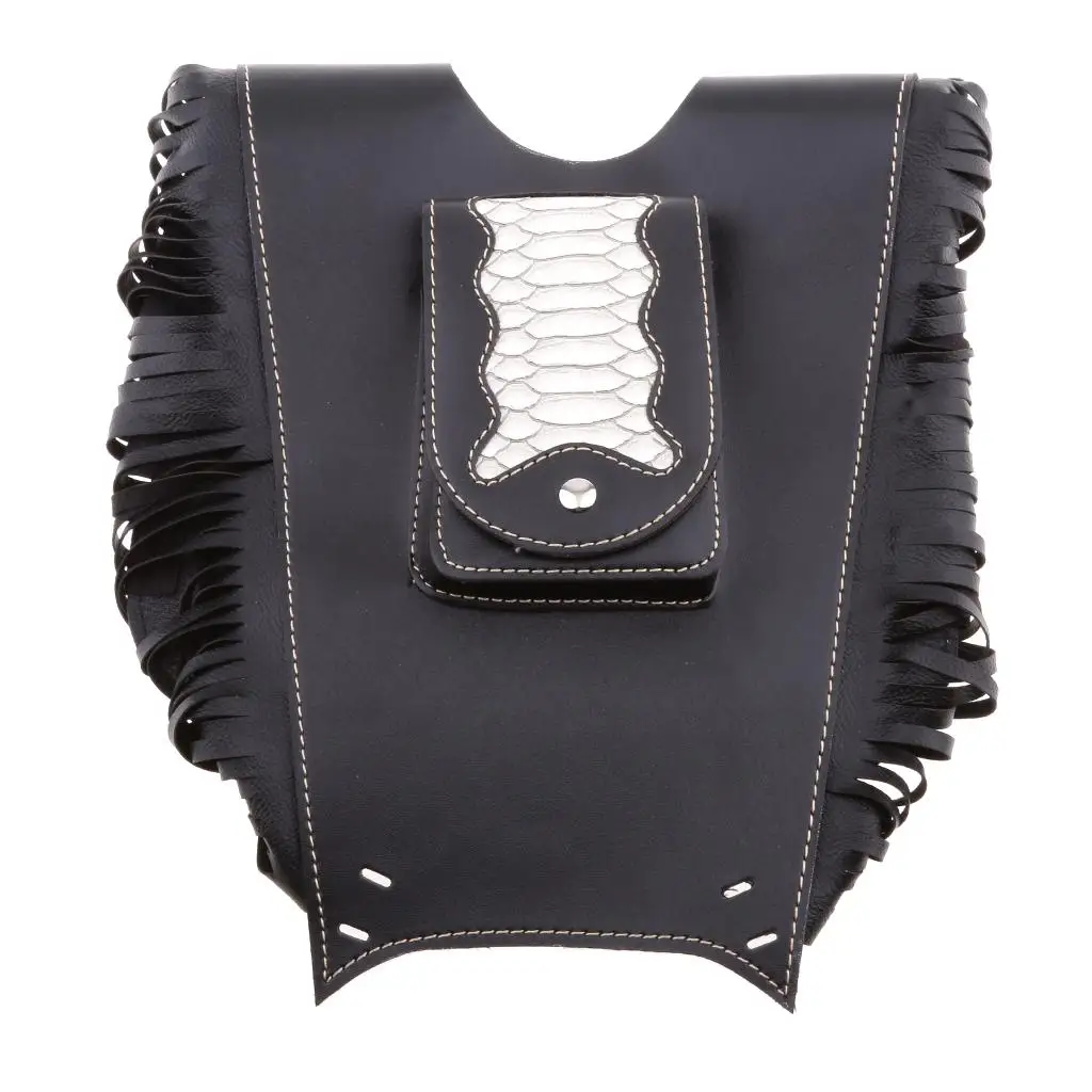 Black PU Leather Universal Motorcycle Tank Chap Cover Panel Bag Waterproof