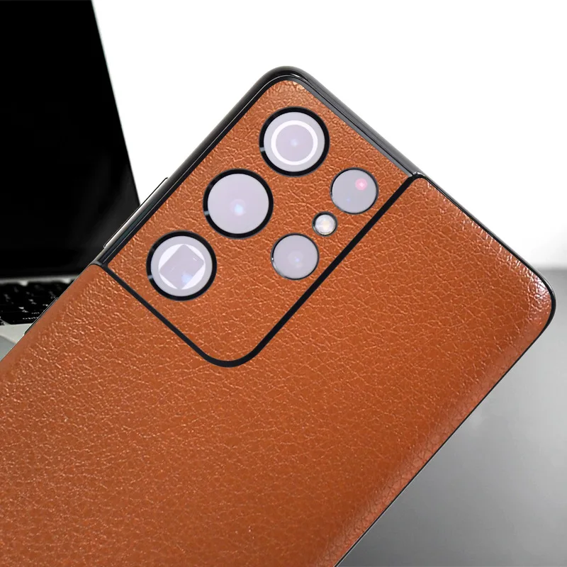 for Samsung Galaxy S22 S21 Ultra Plus Leather Grain Decal Skin Business Style Back Film Cover Protector Ultra Thin Matte Sticker mobile screen protector