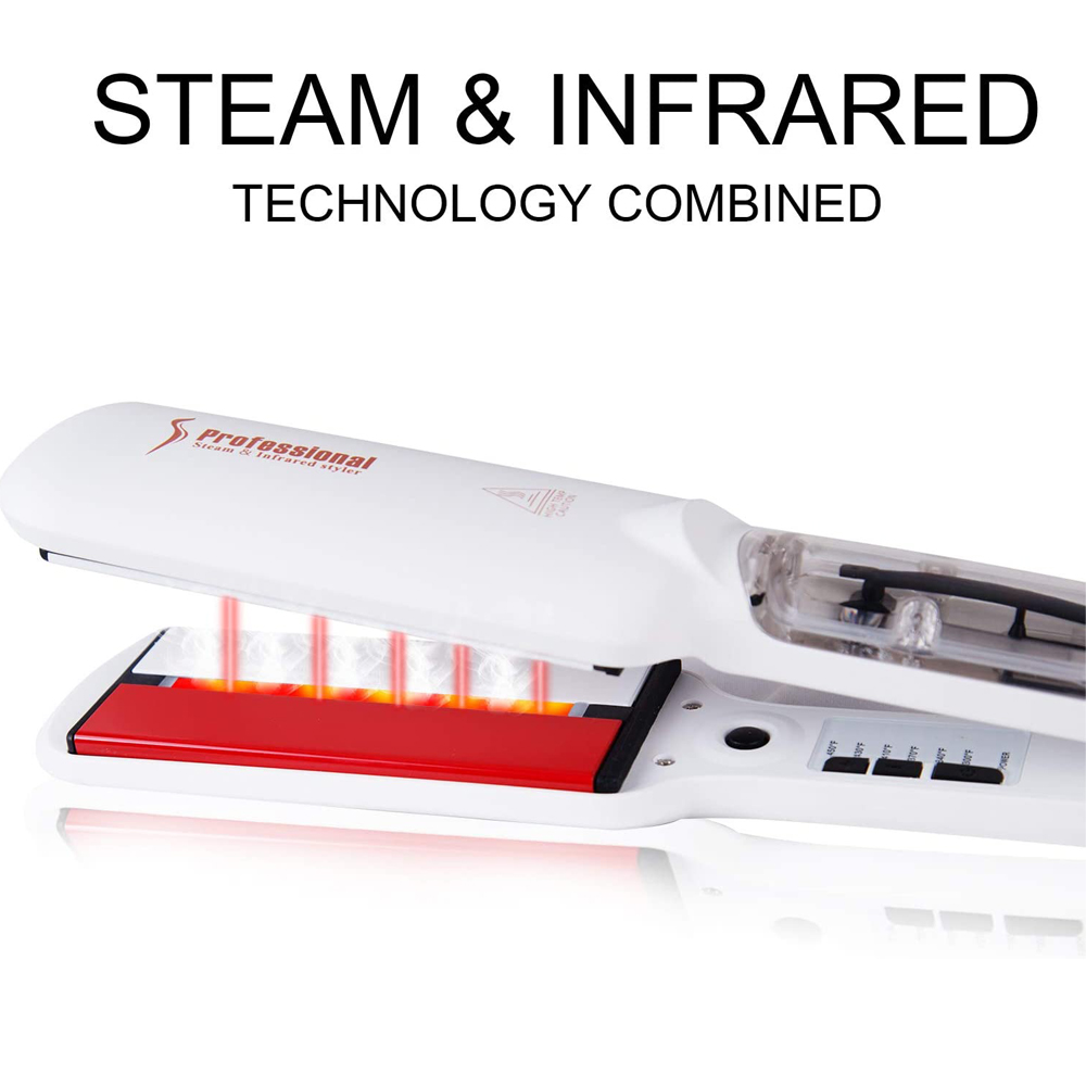 Best of Professional Infrared Steam Hair Straightener Wide Plate Hair Salon Steam Styler Ceramic Tourmaline Flat Iron Styling Tools Reviews & Tips - Image 2