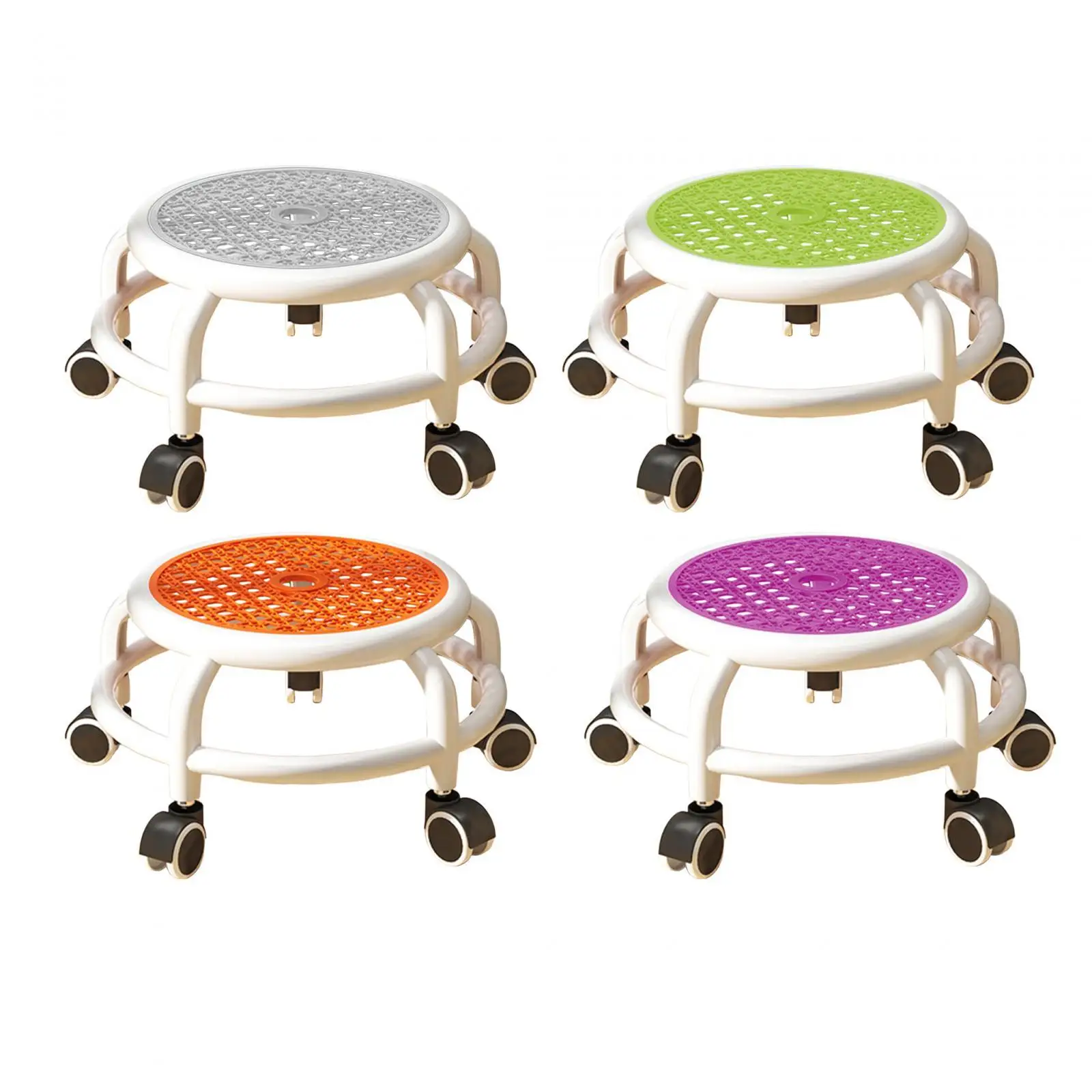 Roller Stool Rotable Shoe Changing Swivel Rolling Stool Universal Wheels Stool for Library Kitchen Barber Shop Fitness Office
