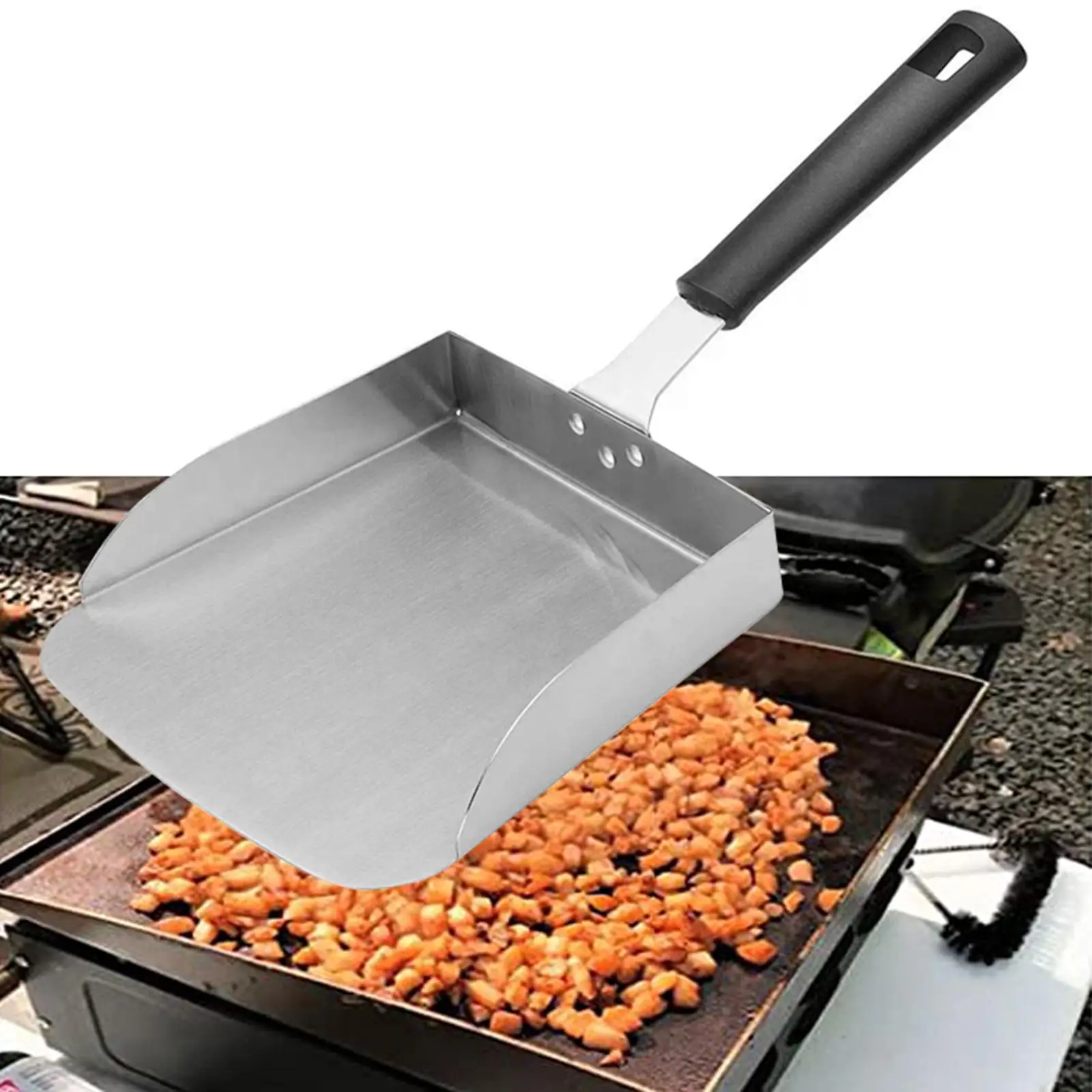 BBQ Tools Stainless Steel Food Easy Storage Wooden Handle Food 