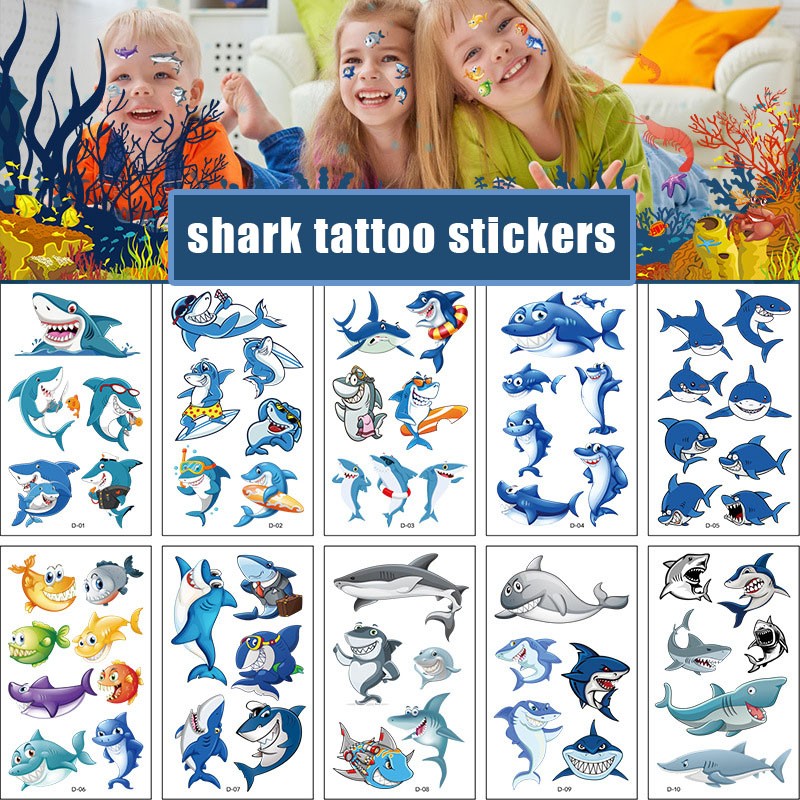 Best of 10 Pack Fake Tattoo Stickers Cartoon Temporary Tattoos Kids Arm Tattoos For Kids Shark Ocean Fun Party Tattoo Stickers Reviews & Tips