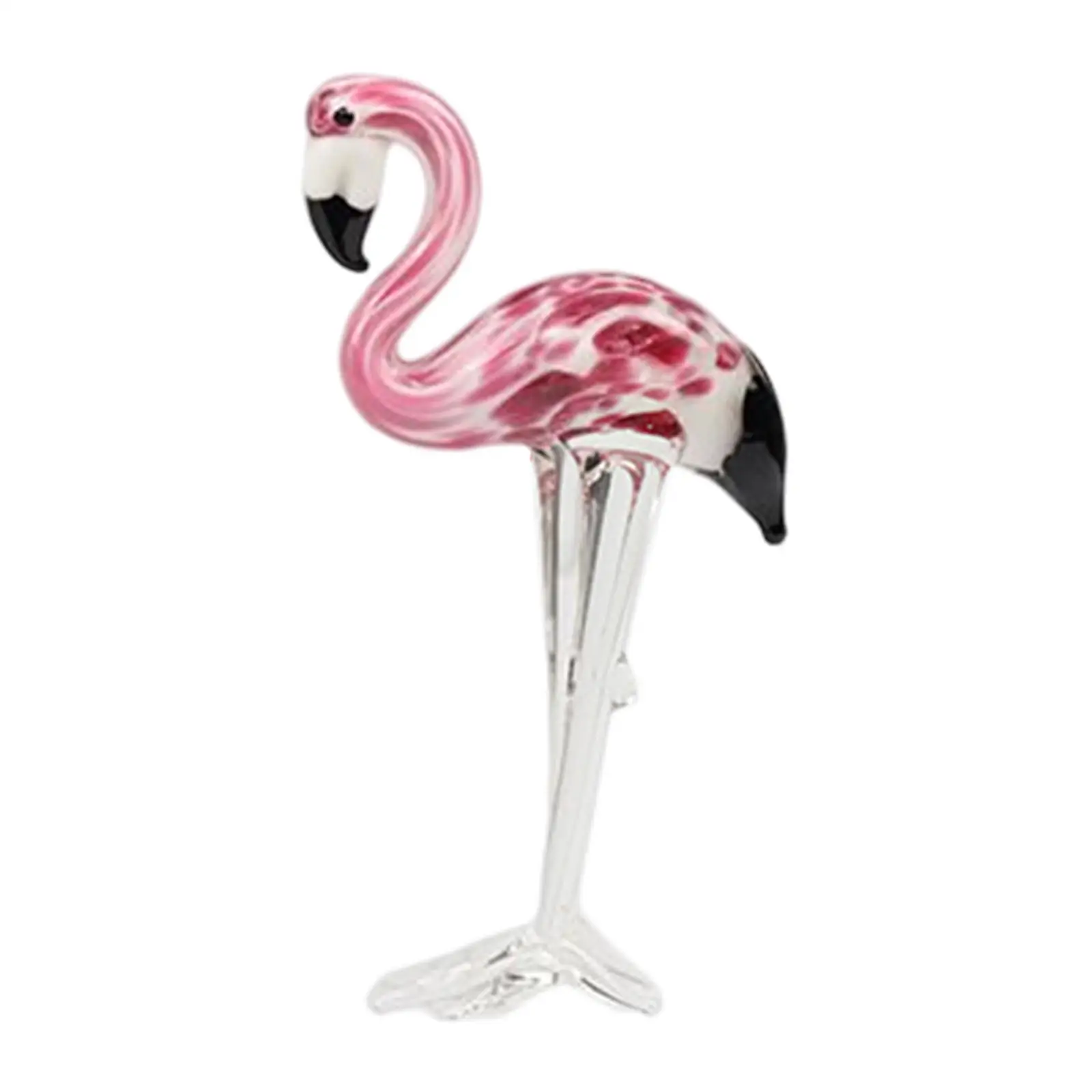 Glass Figurine Flamingo Christmas Ornament Souvenir Artwork for Night Stands