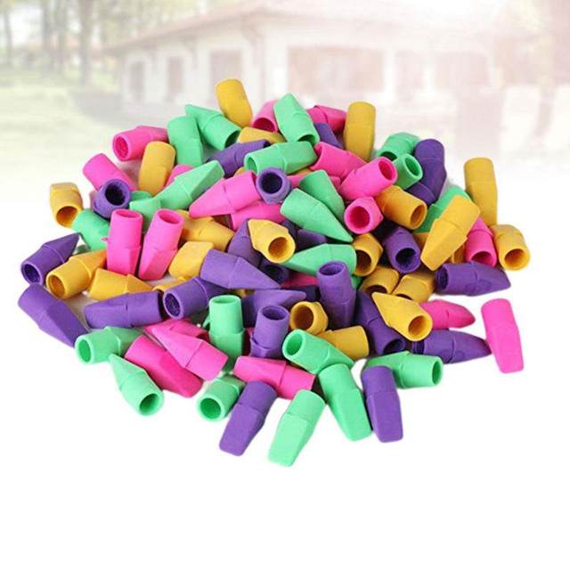 XRHYY Pencil Top Eraser Caps Chisel Shape Pencil Eraser Toppers Assorted  Colors in Bulk 150 Pieces - AliExpress